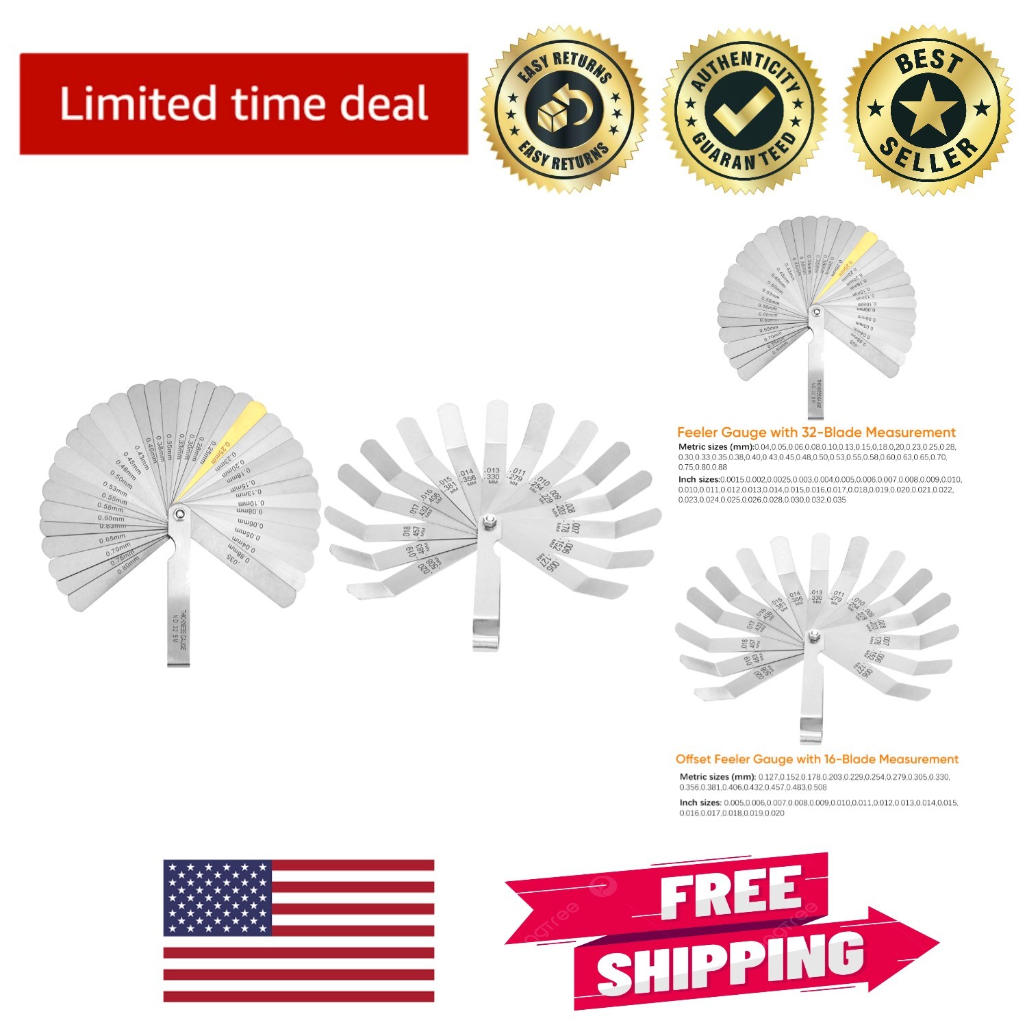 High Precision Dual Marked Feeler Gauge Set: Durable Manganese Steel Design