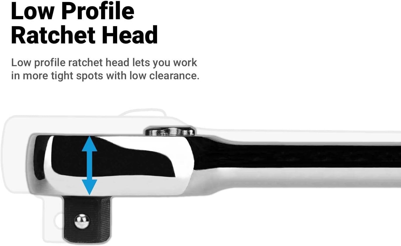 1/4 in. Drive Fine 90-Tooth Extra Long Ratchet, Ergonomic Soft Grip, 12 in. Long