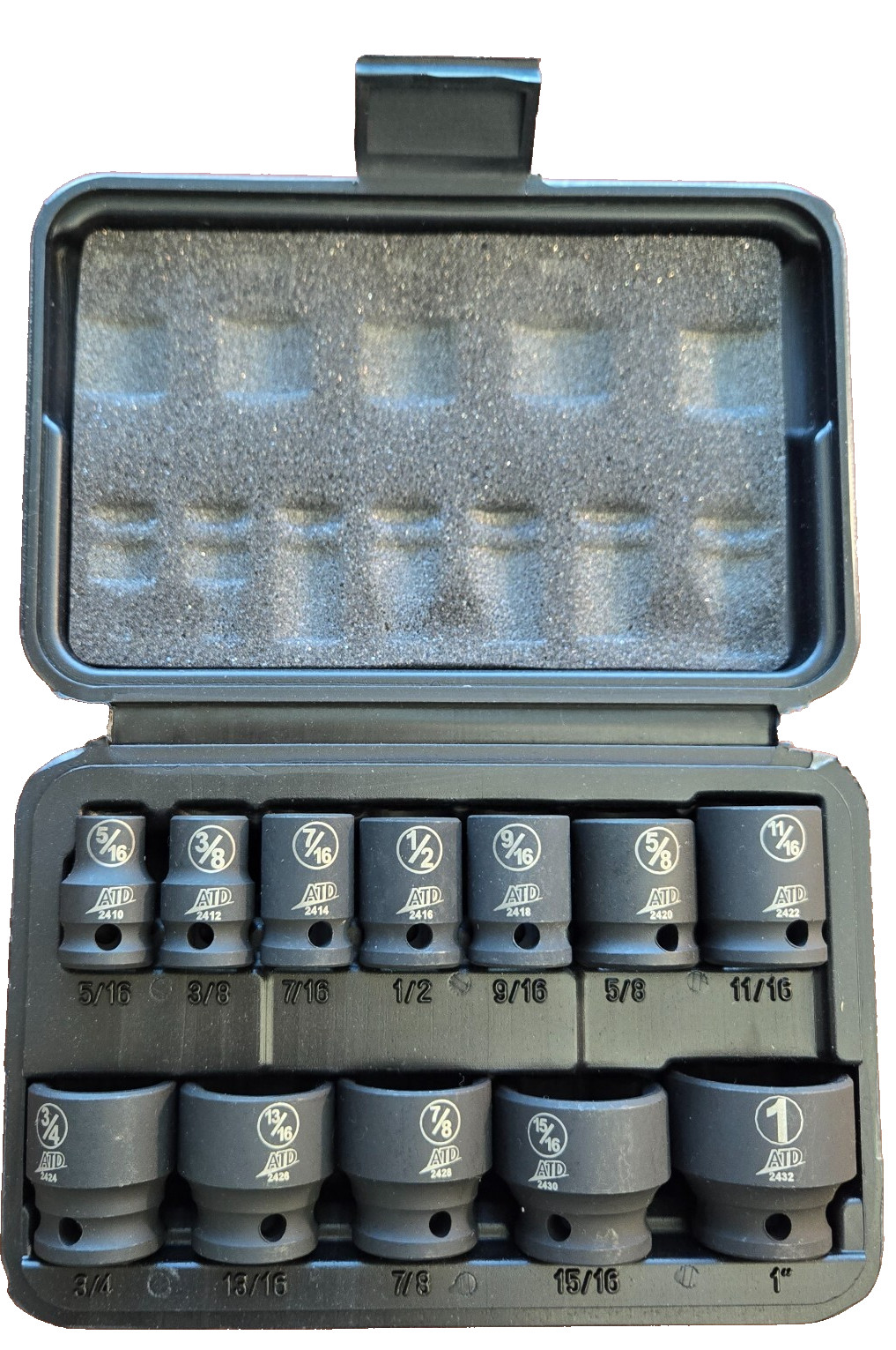 ATD-2250 – 12 Pc. 3/8″ Drive 6 Point SAE Standard Impact Socket Set