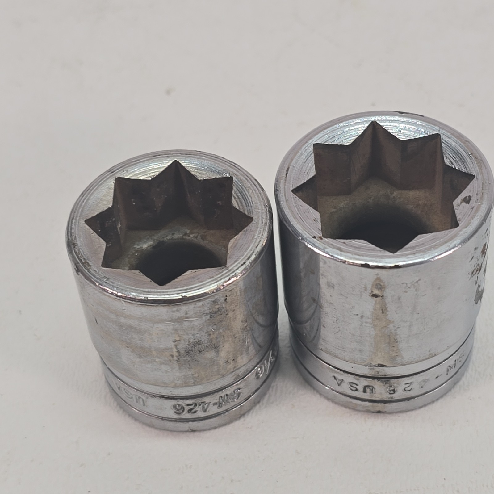 Snap-on 1/2″ Dr 8 Pt SAE Double Square Socket Set 13/16″ SW-428 & 7/8″ SW-426