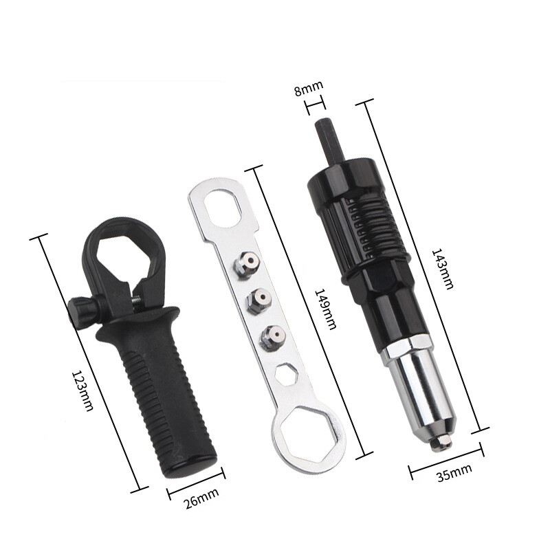 Electric Rivet Nut Gun Adaptor Insert Cordless Power Drill Tool Kit