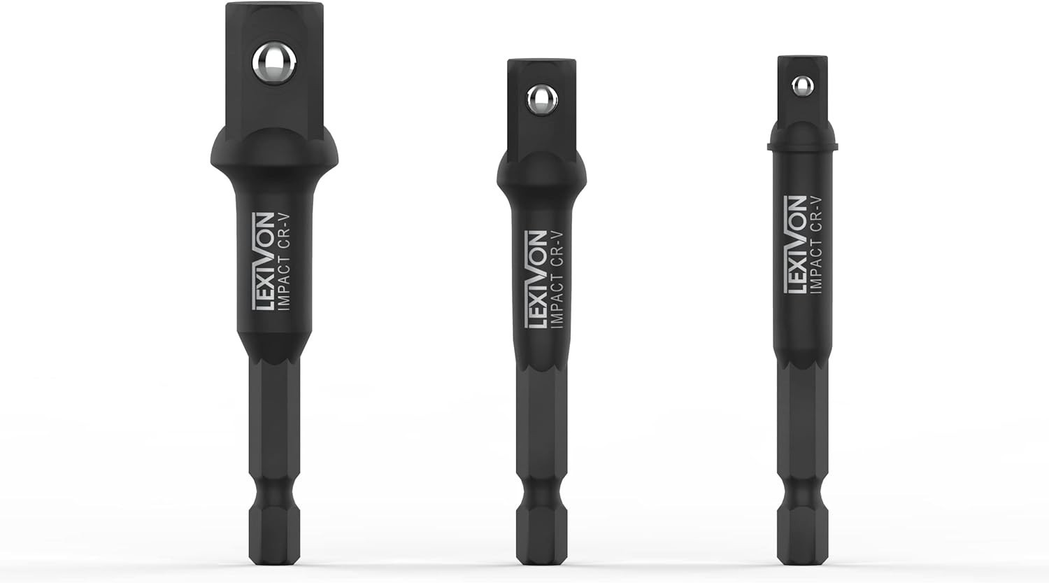 3-Piece Impact Grade Socket Adapter Set for Heavy-Duty Power Drills