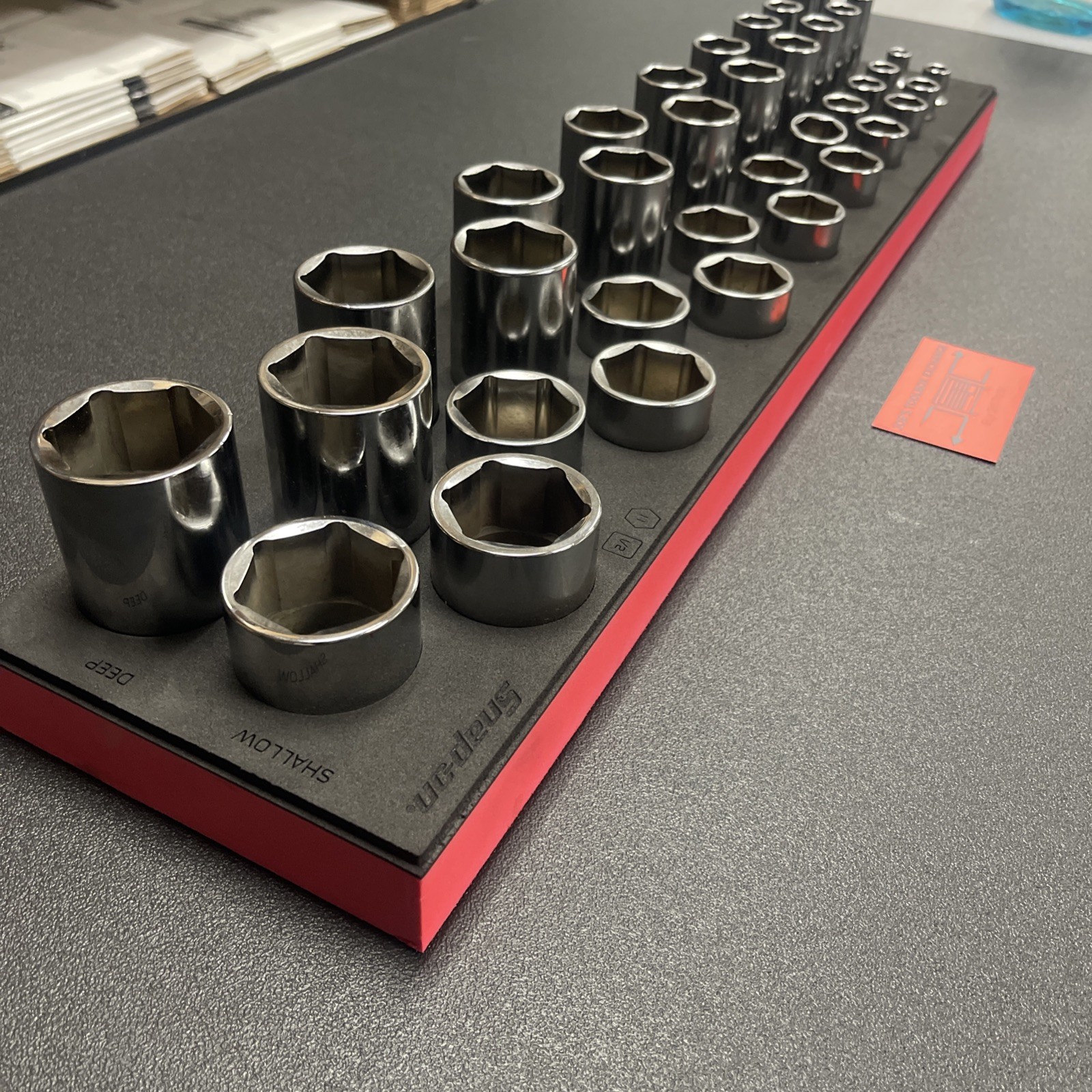 Snap-on Tools NEW RED 38pc 1/2″ Drive 6pt SAE Master Socket Foam Set 338TSWYAFR