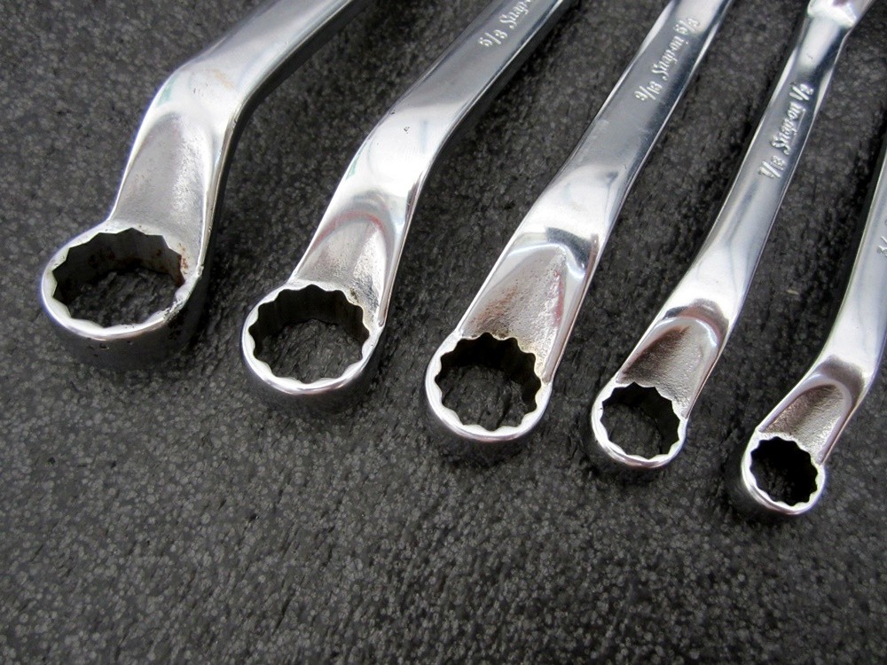 Vintage Snap-on 5pc SAE Short Deep Offset Box End Wrench Set Underline XSO USA