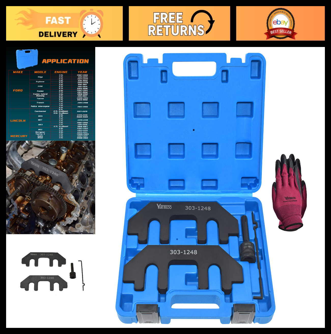 Camshaft Holding Tool Kit for Ford 3.5L 3.7L Engines, Timing Alignment Tool, Cas
