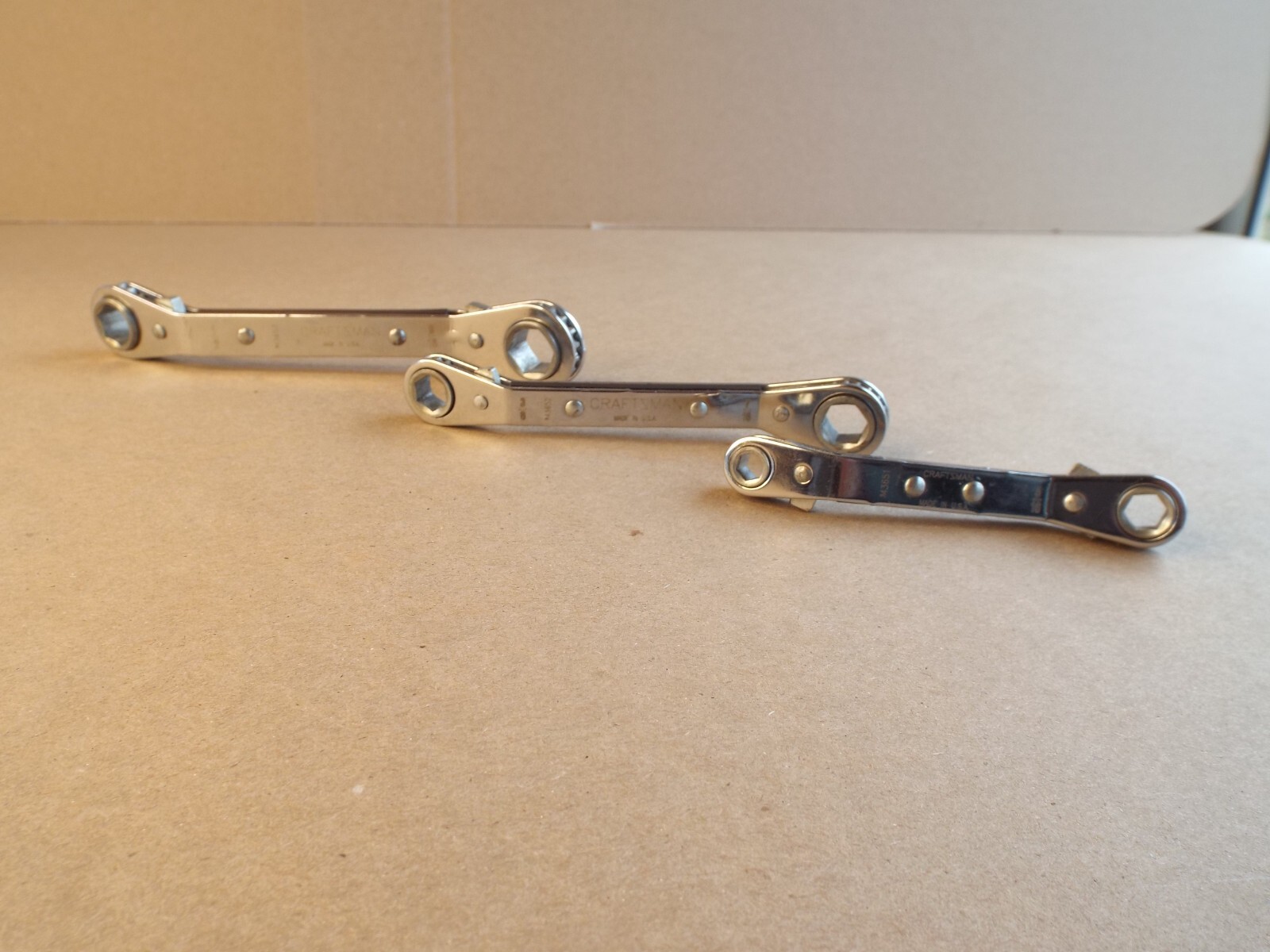 3 VTG Craftsman Box End Ratchet Wrench 1/4″ to 9/16″ USA 6 Point – Nice !
