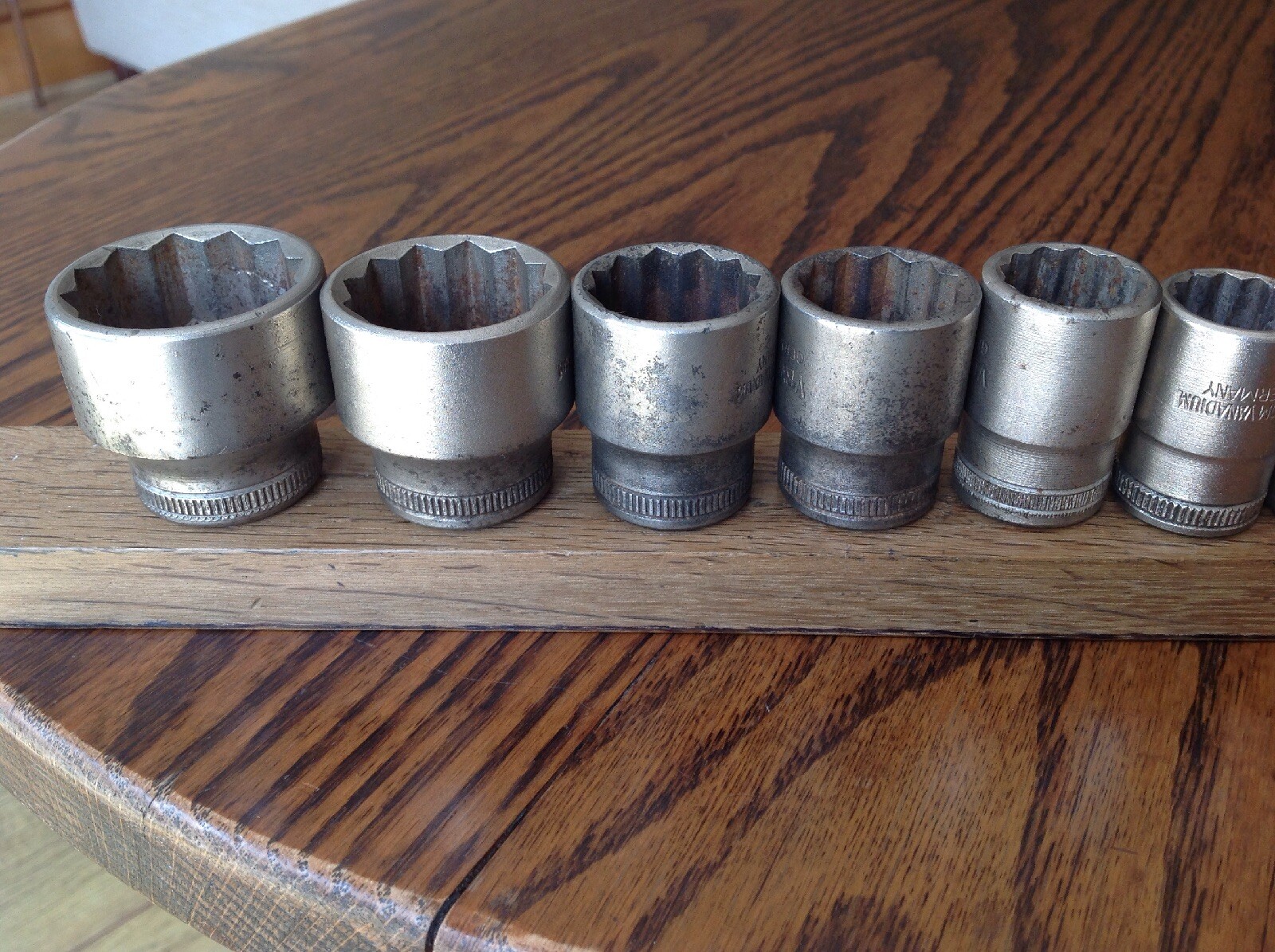 9 Vintage VBW German AF Sockets With 1/2″ Drive 1-1/4″ To 7/16″AF.