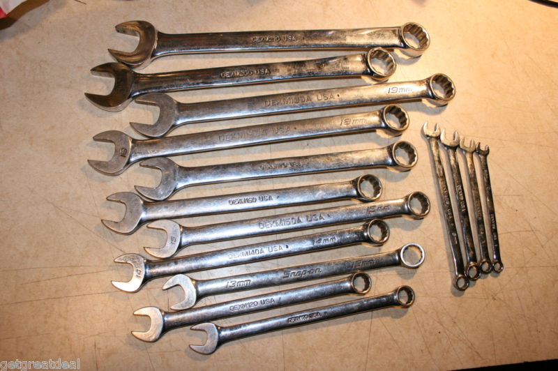 Snap-On tools Standard & SHORT Length Metric Wrench Set 21-8MM 15pcs