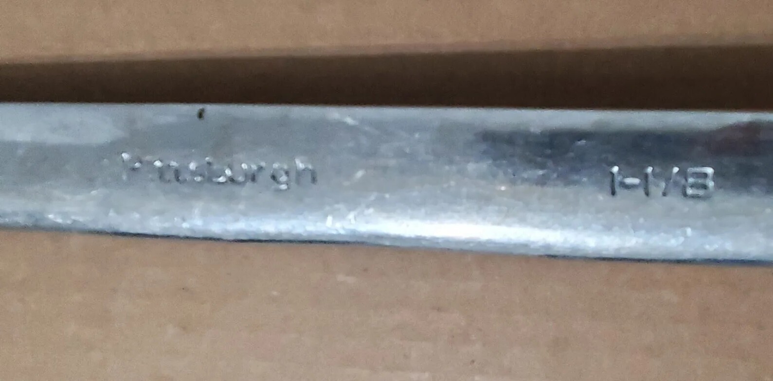 Pittsburgh Combination Wrench 1-1/8″ SAE 12pt Chrome Finish, 15.5″. Estate Find