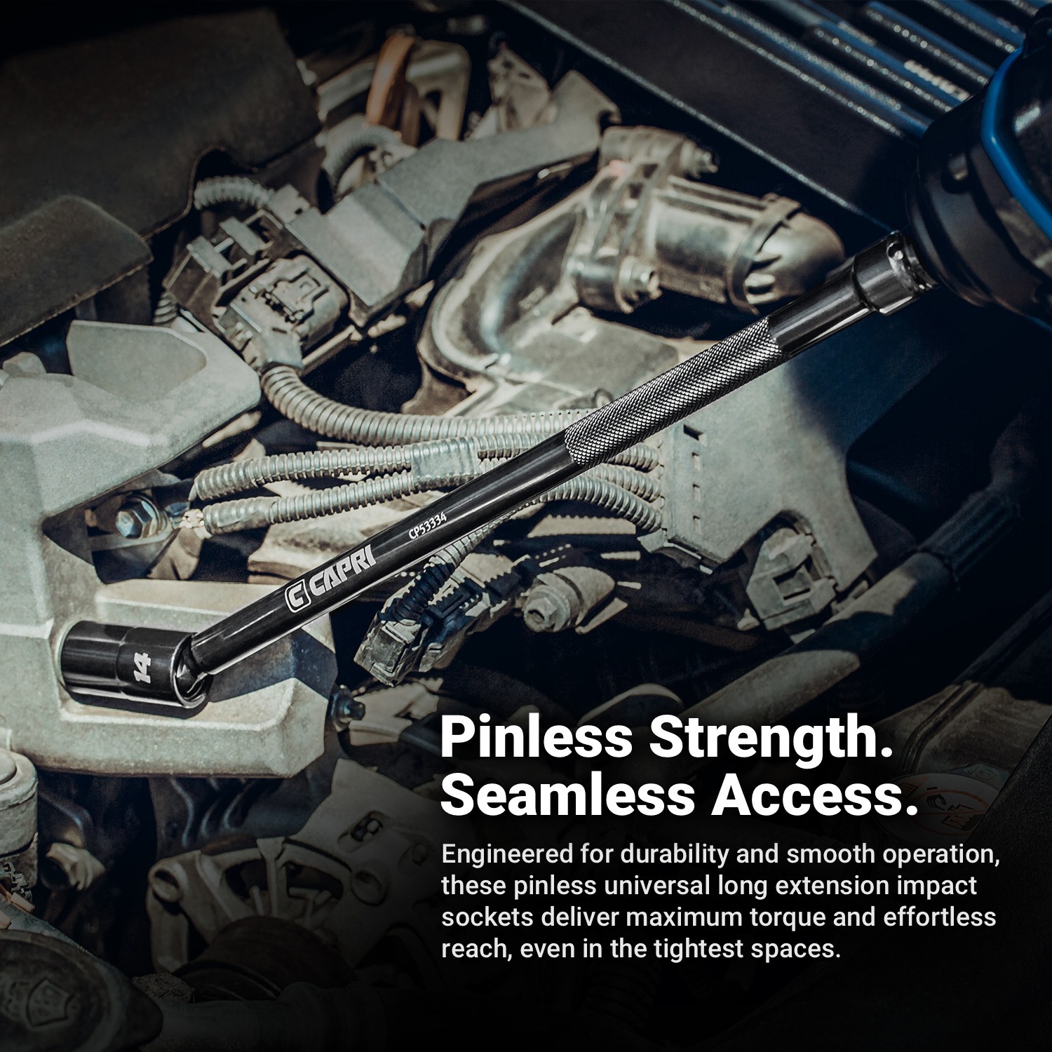 Capri Tools 3/8 in. Drive Pinless Universal Long Extension Impact Socket Set, MM