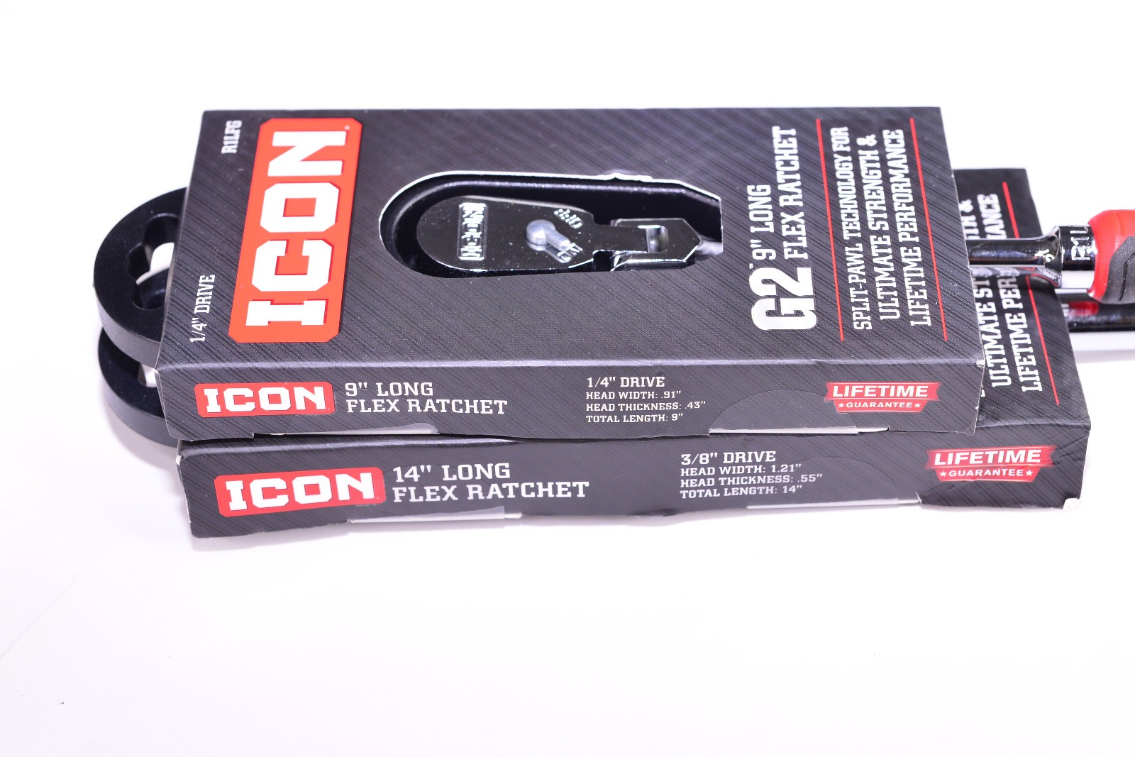 ICON G2 1/4 & 3/8″ Drive Long Flex Ratchet R1LFG – R2LFG Tool Set Comfort Grip