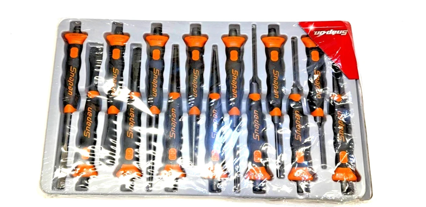 Snap-on Orange 14pc Soft Grip Punch & Chisel Set PPCSGL714O NEW SEALED