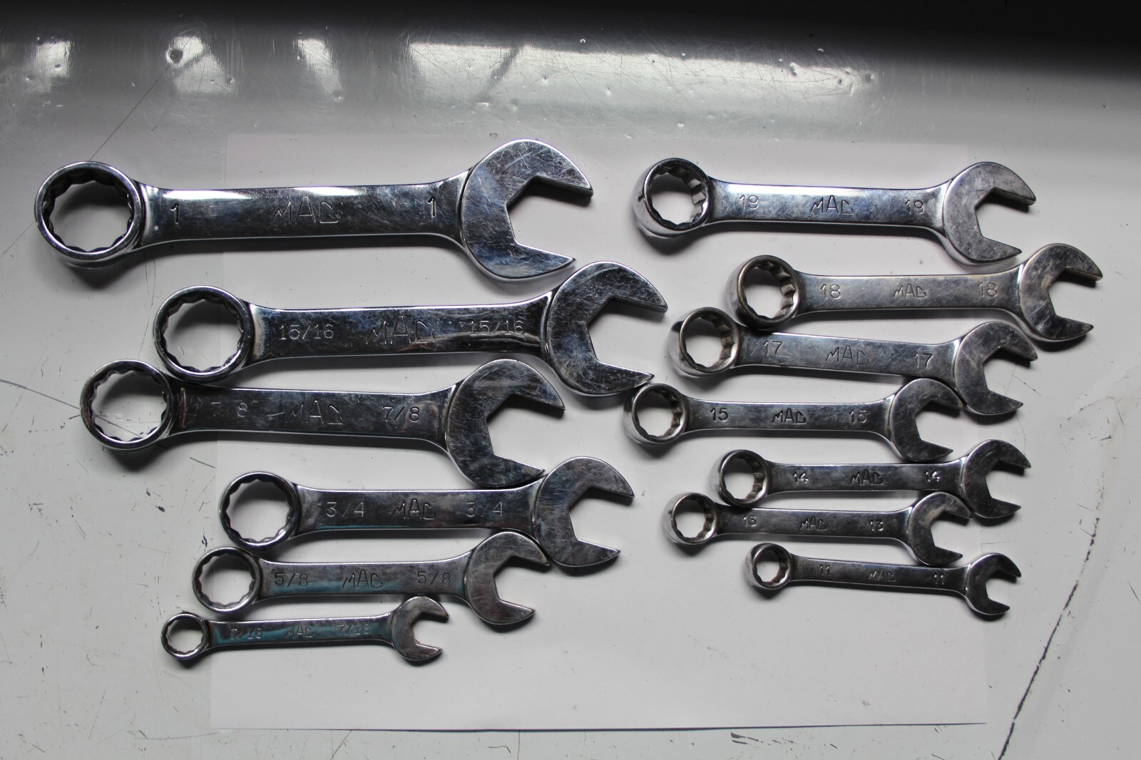 MAC TOOLS SAE & METRIC Stubby Combination Wrench LOT 13pcs USA