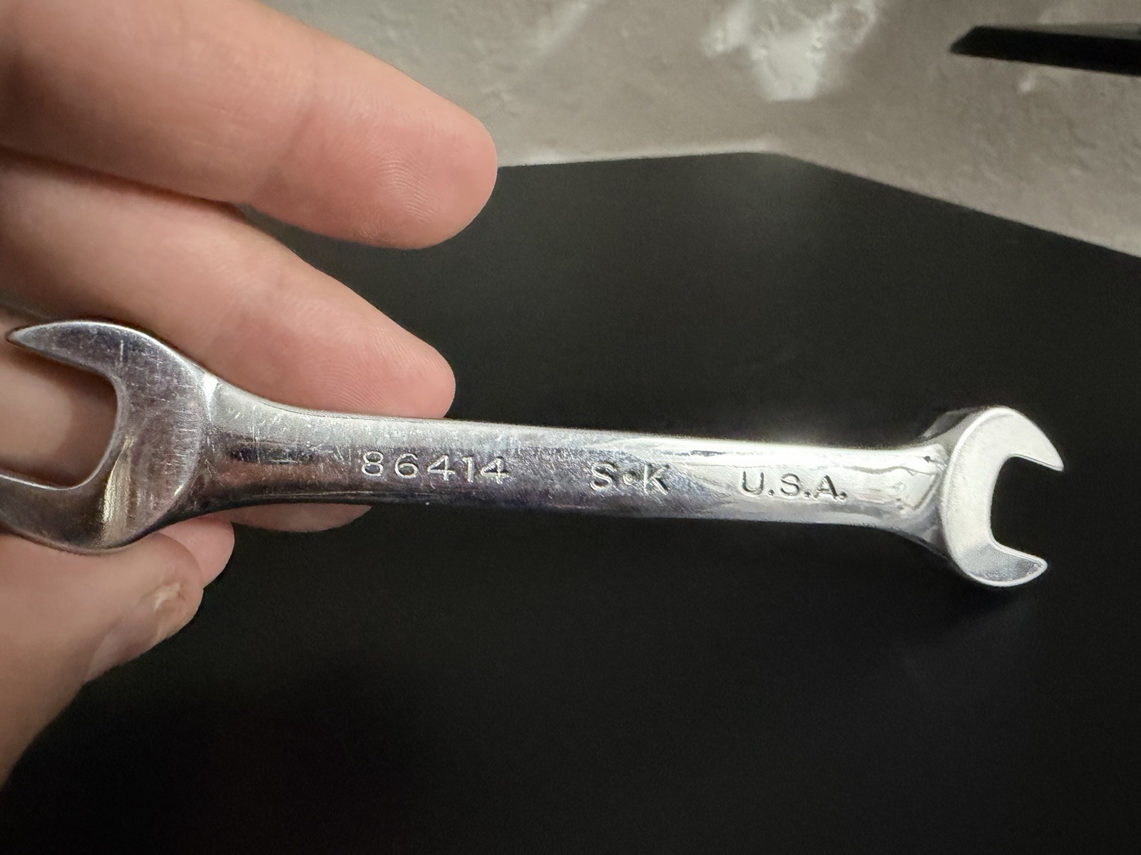 SK Hand Tool 86414 Regular Open End Wrench, 7/16 x 1/2-Inch, Full Polished