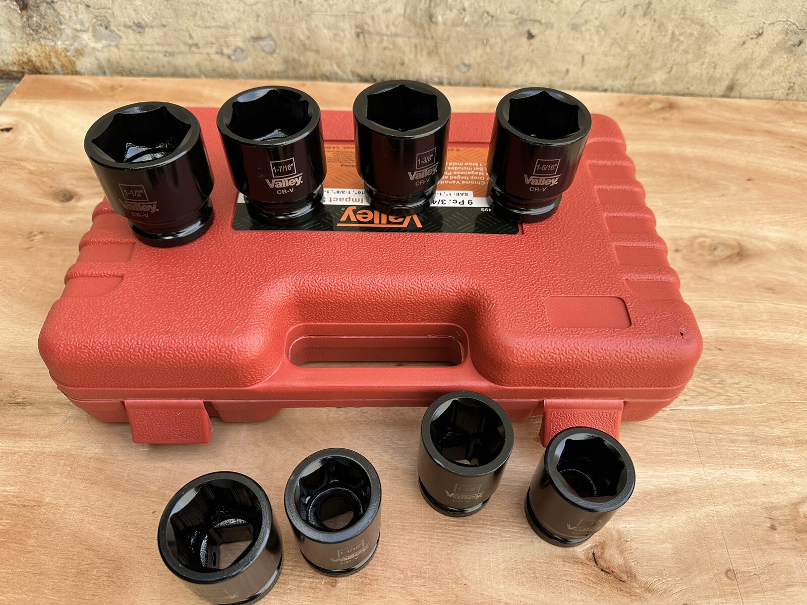 8pcs 3/4” Drive 6-Point SAE Shallow Impact Socket SET Cr-V 1” To 1-1/2”