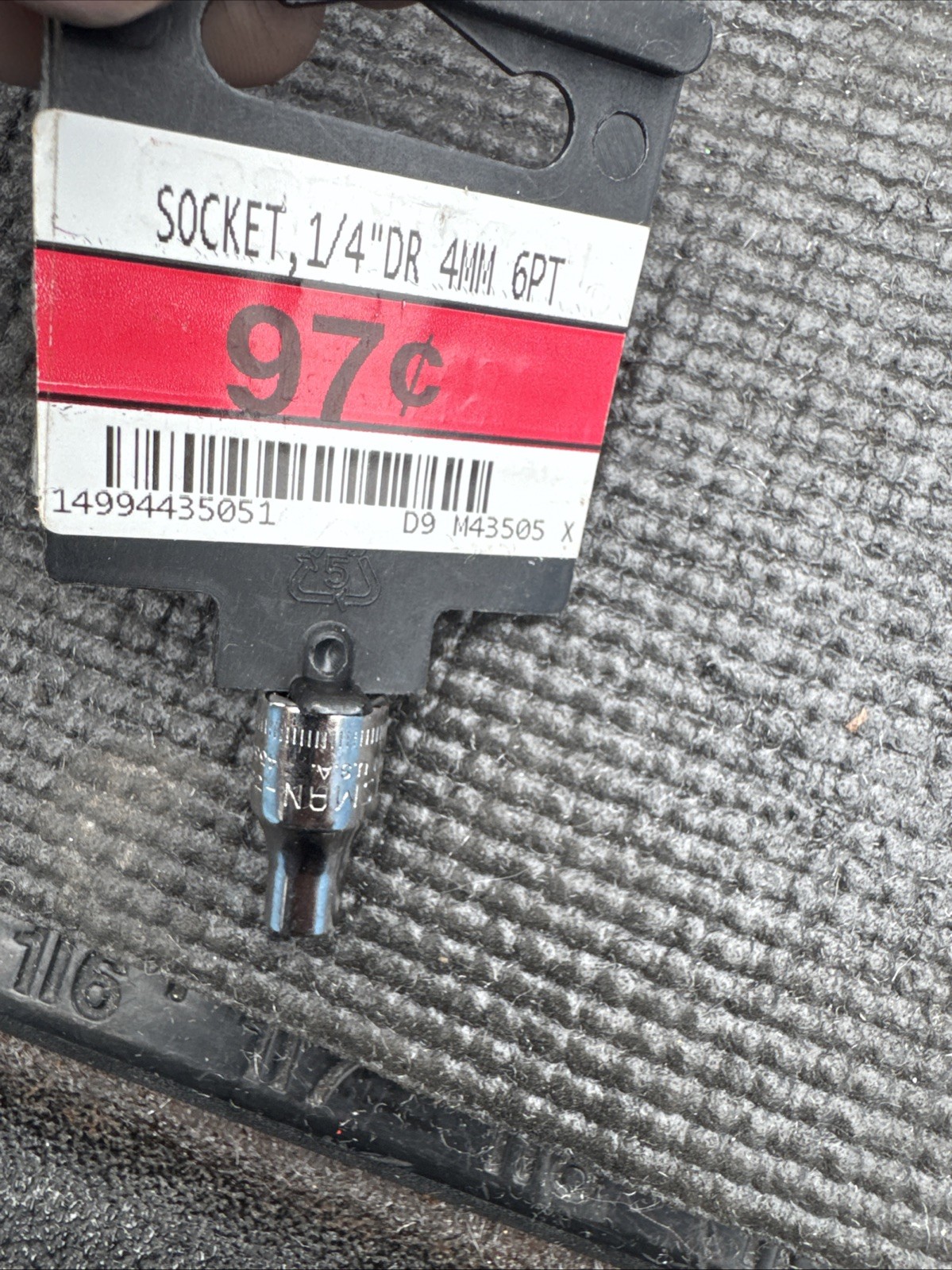 Sears Craftsman 1/4″ Drive 4MM 6 Point Shallow Socket Metric G2 43505 USA NOS