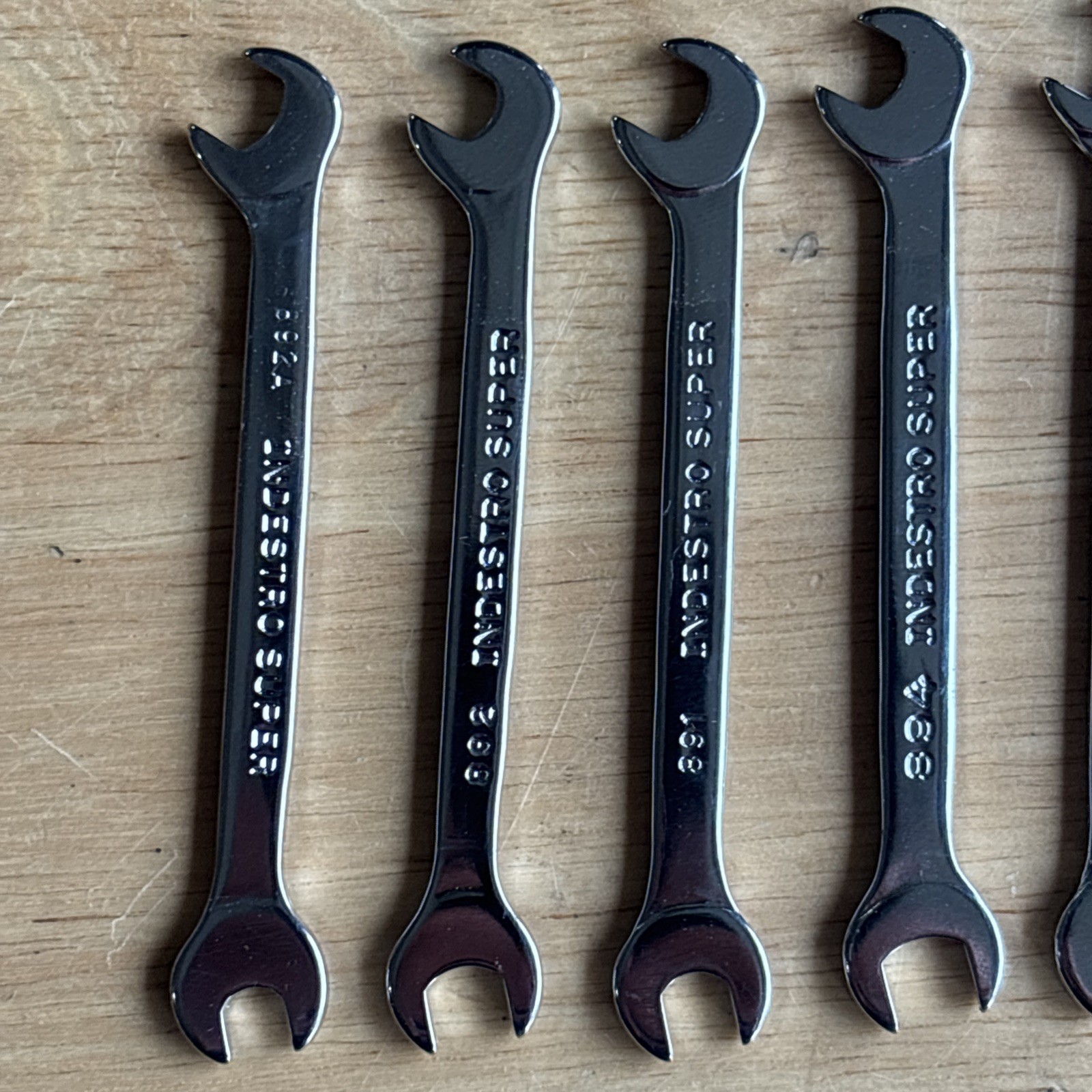 Indestro Super SAE 4 Way Angle Open End Ignition Wrench Set No. 888 Vtg USA READ