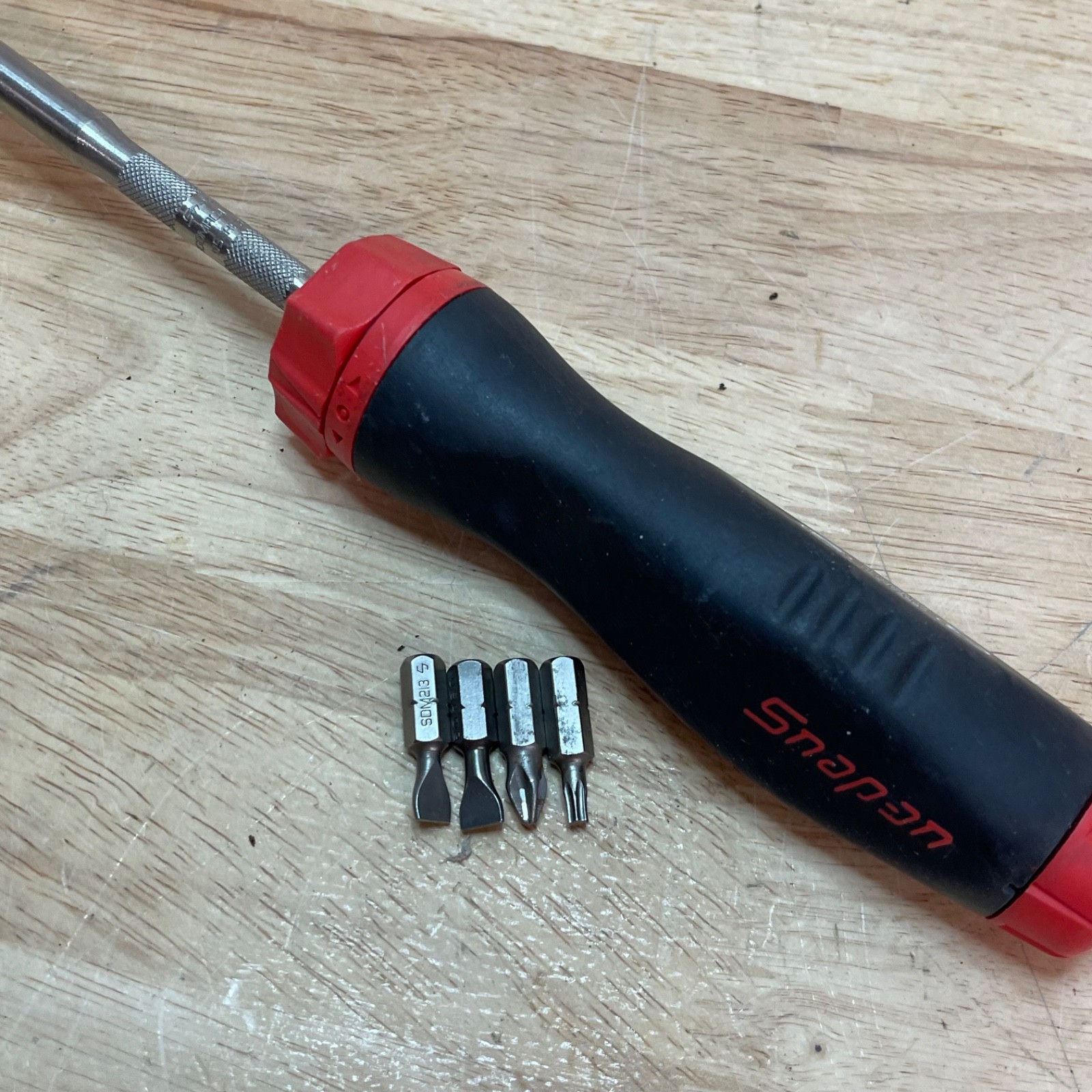 Snap On Tool SGDMRC4 Soft Grip Ratcheting Screwdriver Red & Black USA