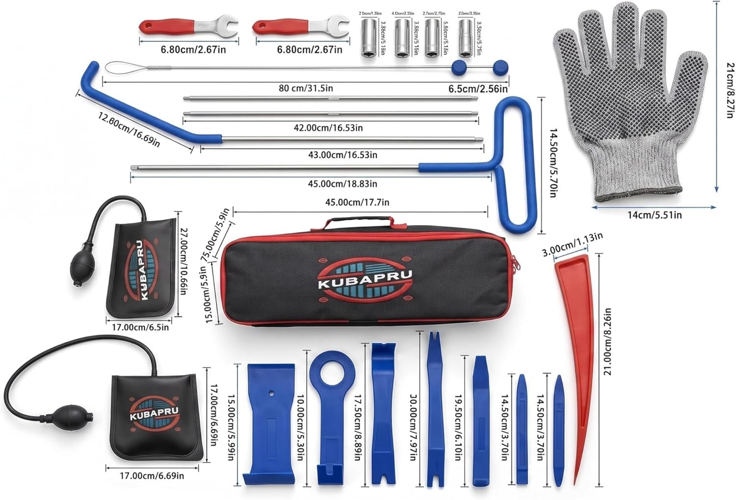 22-Piece Car Repair Tool Kit – Stainless Steel Tools & Inflatable Air Wedge