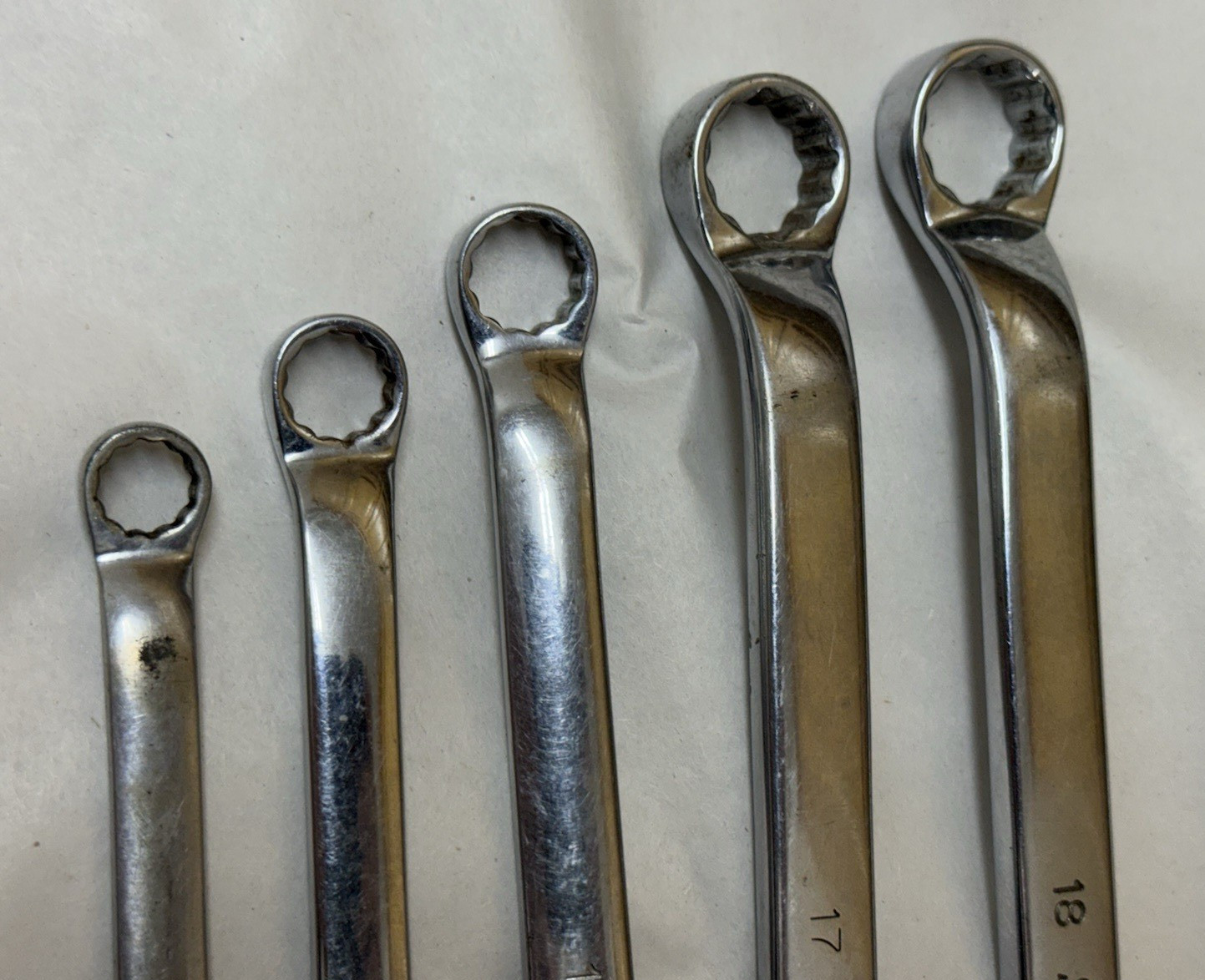 USA Snap-On 5 pc Metric Double Box End Offset Wrench Set 10 to 21mm Vintage XBM