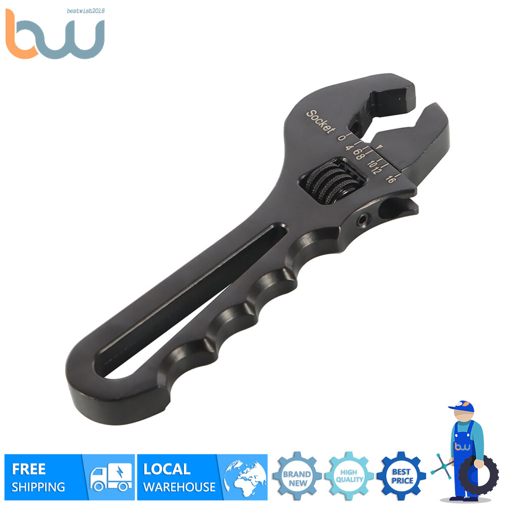 One Black Adjustable Wrench Aluminum Tool Spanner 3AN-16AN For Hose End Fitting