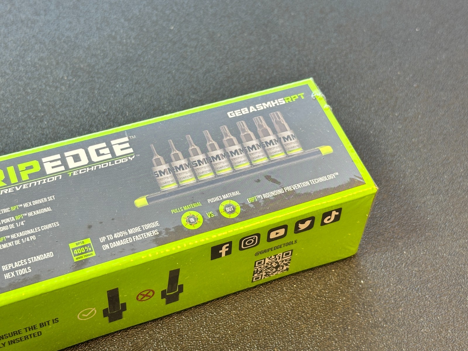 NEW GripEdge GE8ASMHSRPT 8pc 1/4″ Drive Metric RPT Hex Driver Set