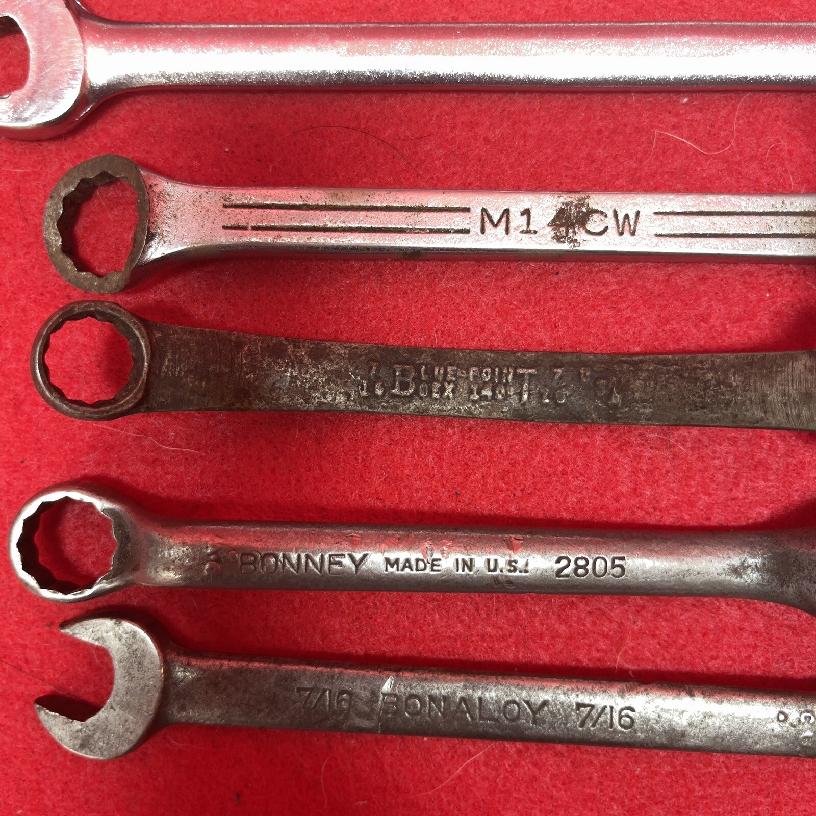 Snap on Lot of 9 MAC Proto Sears BluePoint Bonney Combination Wrenches Mechanic
