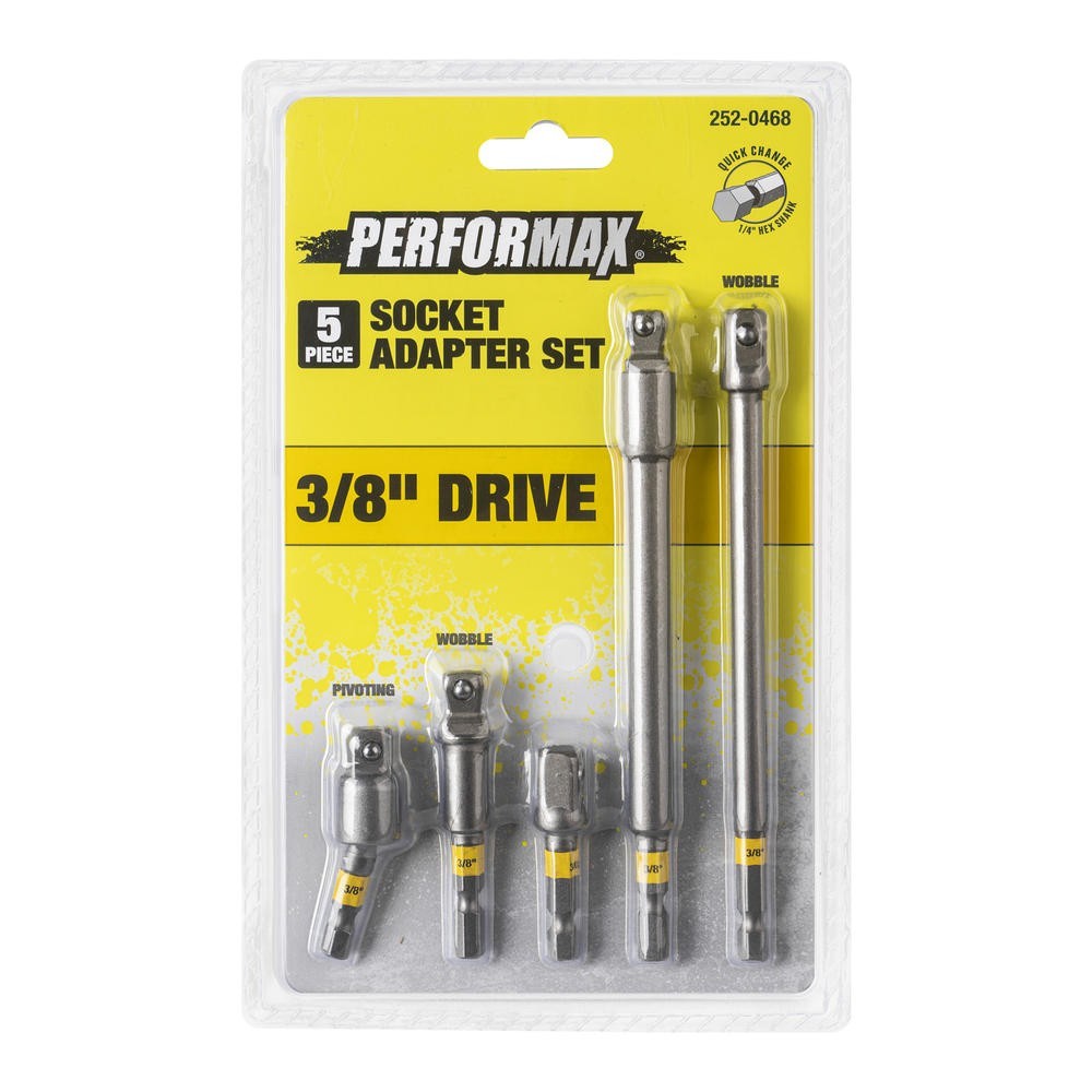 Performax® 3/8″ Drive Quick-Change Hex Shank Socket Adapter Set – 5 Piece
