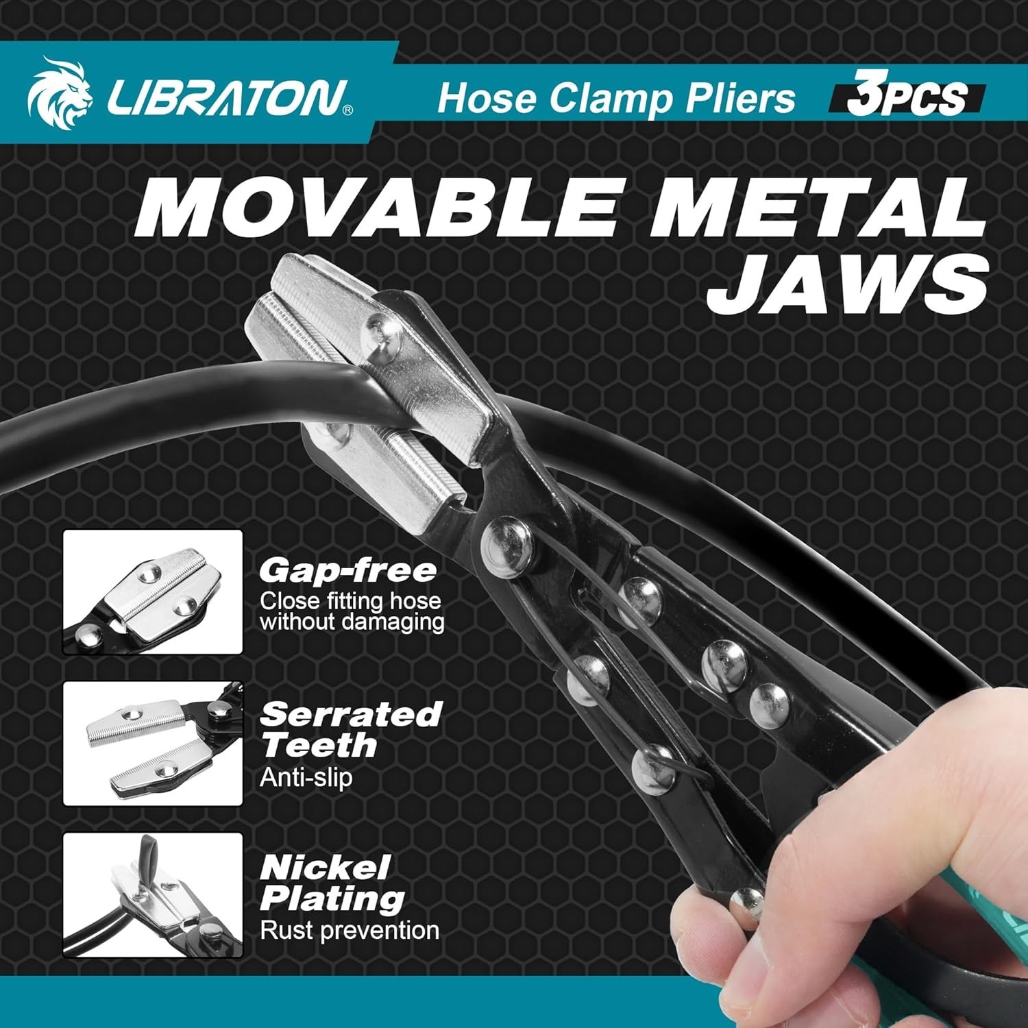 Automotive Hose Pinch Pliers Set with Ratcheting Grip and Non Damaging Jaws