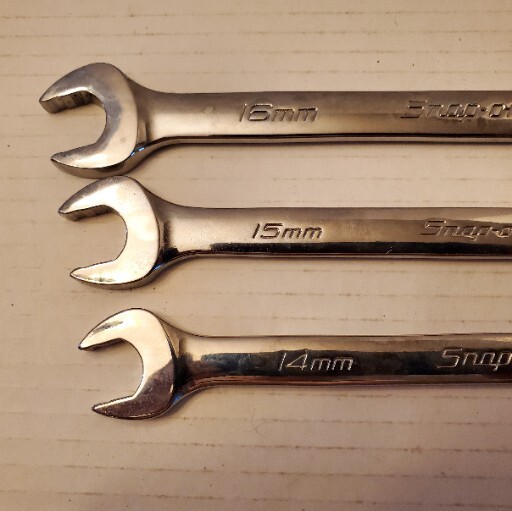 SNAP ON TOOLS 13Pc Metric Combination Wrench Set RED Foam Organizer 7mm-19mm