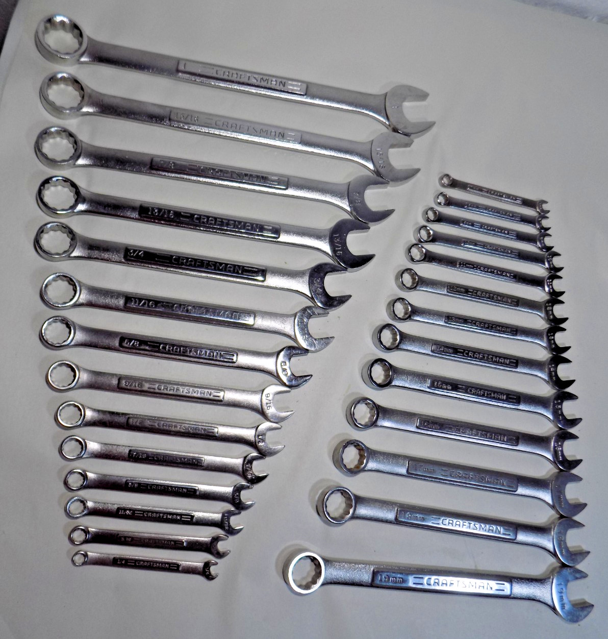 XLNT 27 Pc. USA Craftsman -VA- 7-19MM/1/4″-1″ Combo Wrench Set-CLEAN