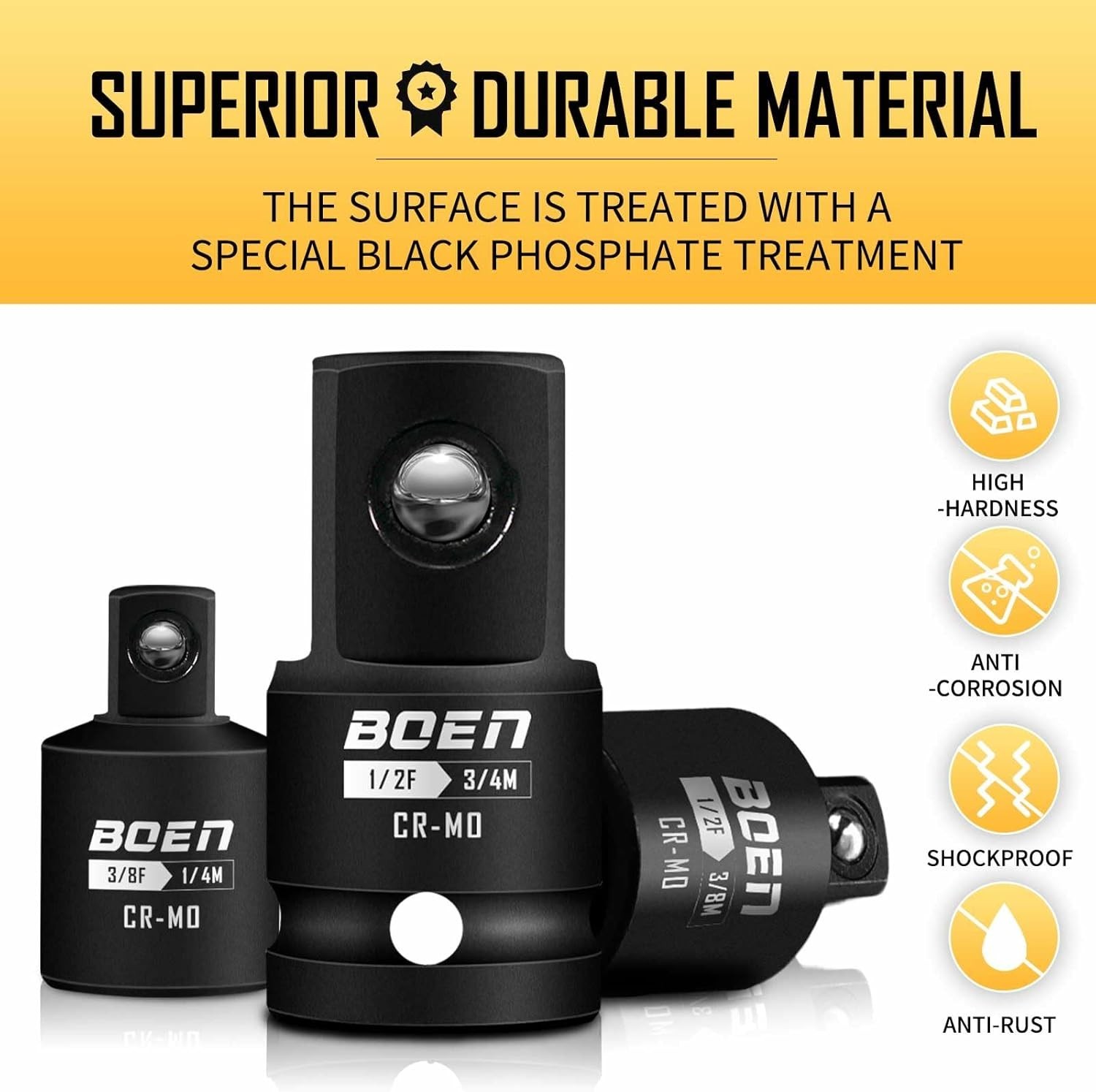Versatile 5-Piece Drive Socket Adapter Set for 1/4, 3/8, 1/2 Inch Drives