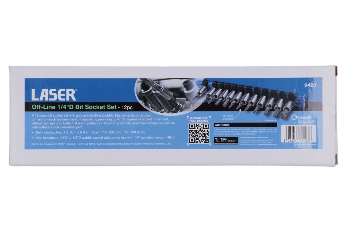Laser Tools 9423 Off-Line 1/4″D Bit Socket 12 Piece Set