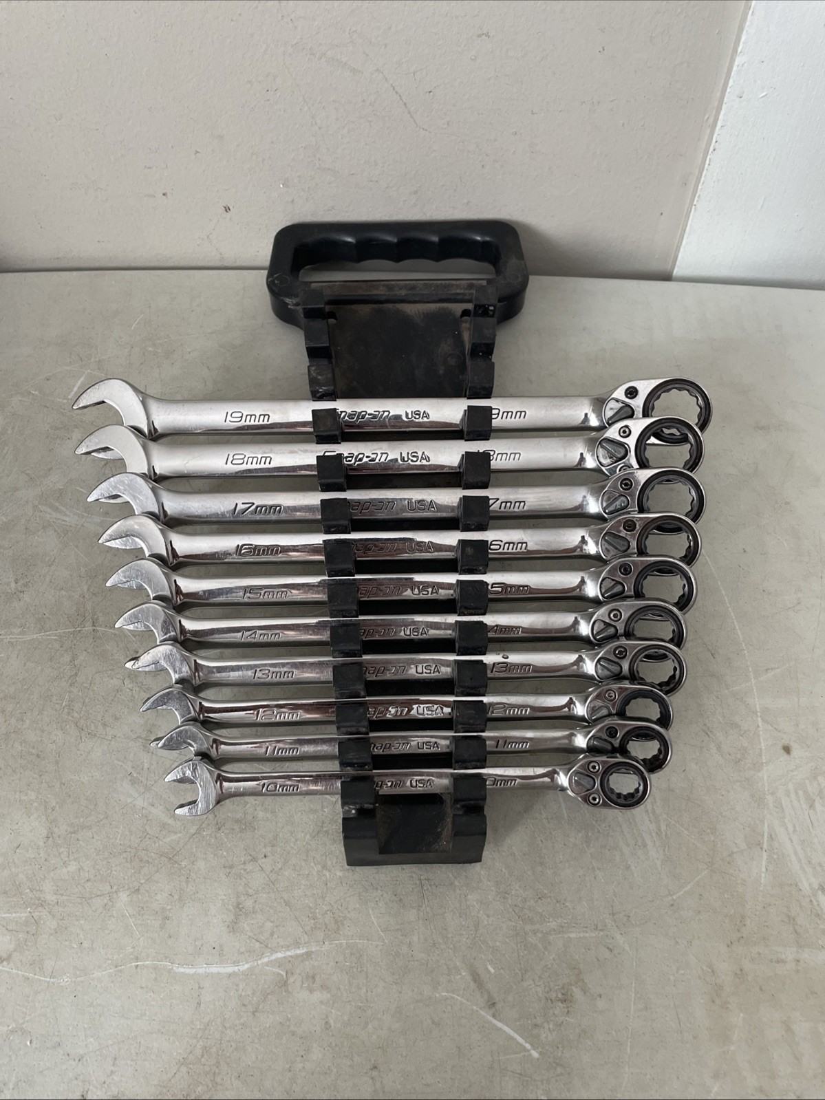 Snap on SOXRRM710A 10 pc METRIC Ratcheting Combination Wrench Set 10 – 19mm