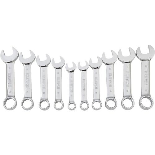 Klutch Stubby Combination Wrench Set, 10-Pc., Metric