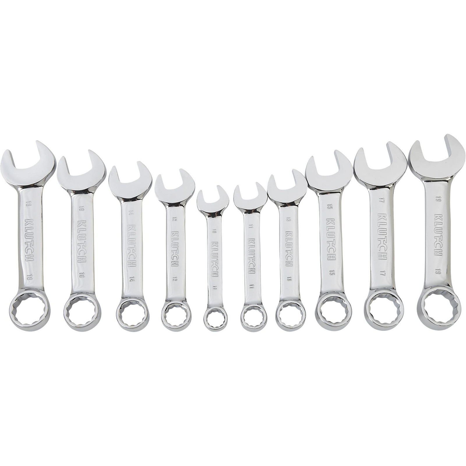 Klutch Stubby Combination Wrench Set, 10-Pc., Metric