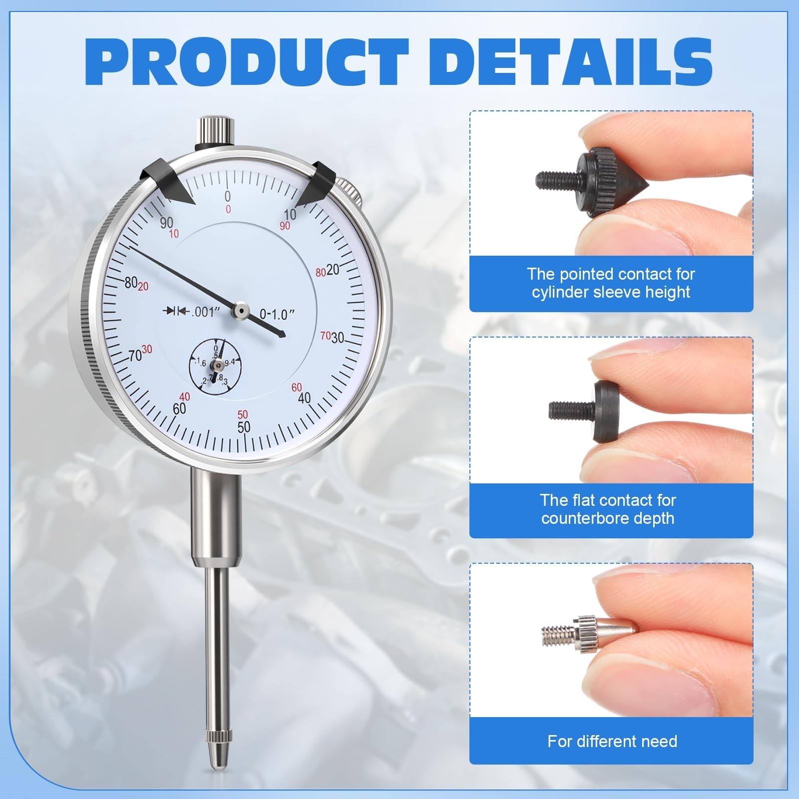 6434 Sleeve Height and Counter Bore Gauge Kit For All Diesel Engines Range 0-1″