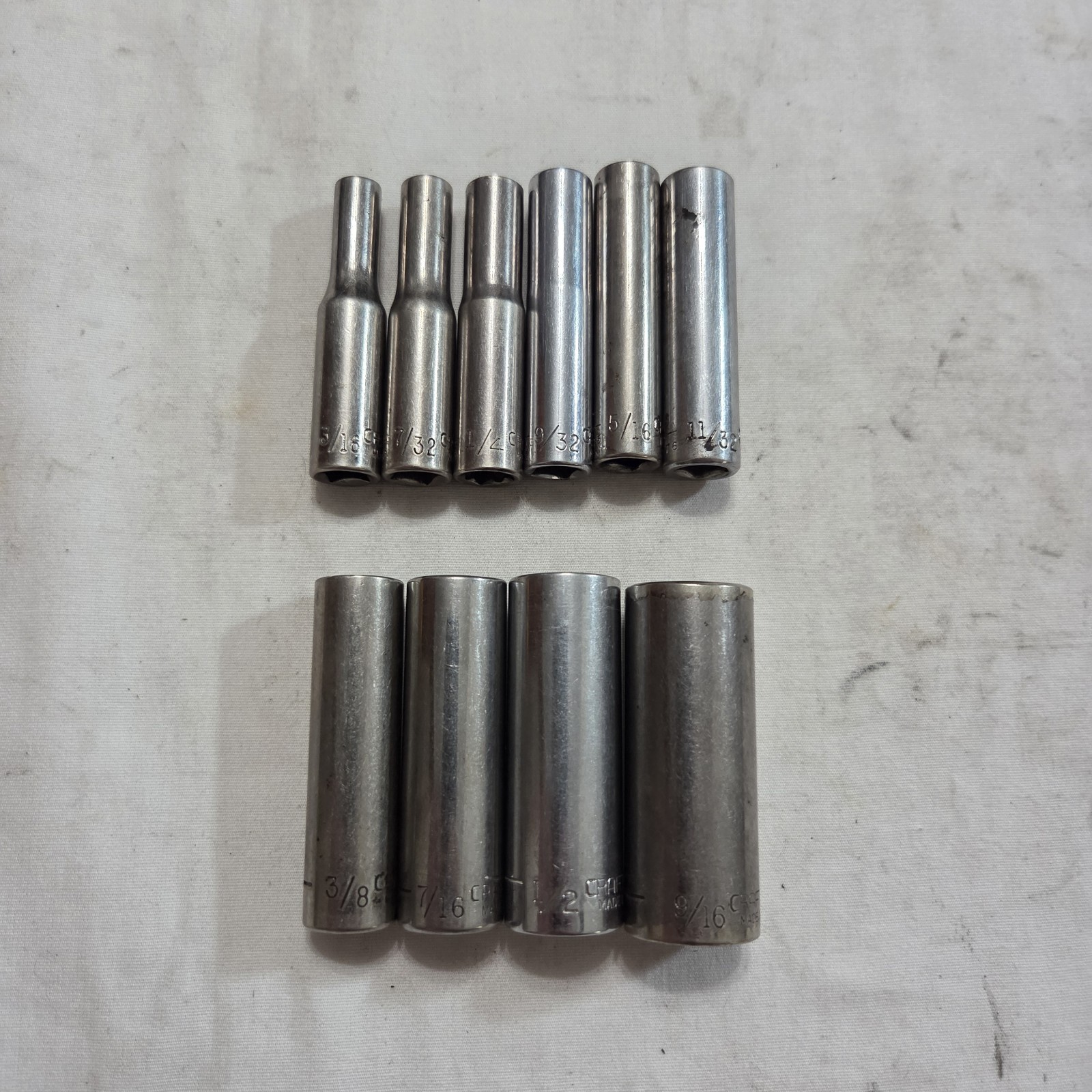Craftsman 10pc SAE 3/16″-9/16″ 6Pt Deep Socket Set 1/4″ Drive G,G1,G2 Series USA