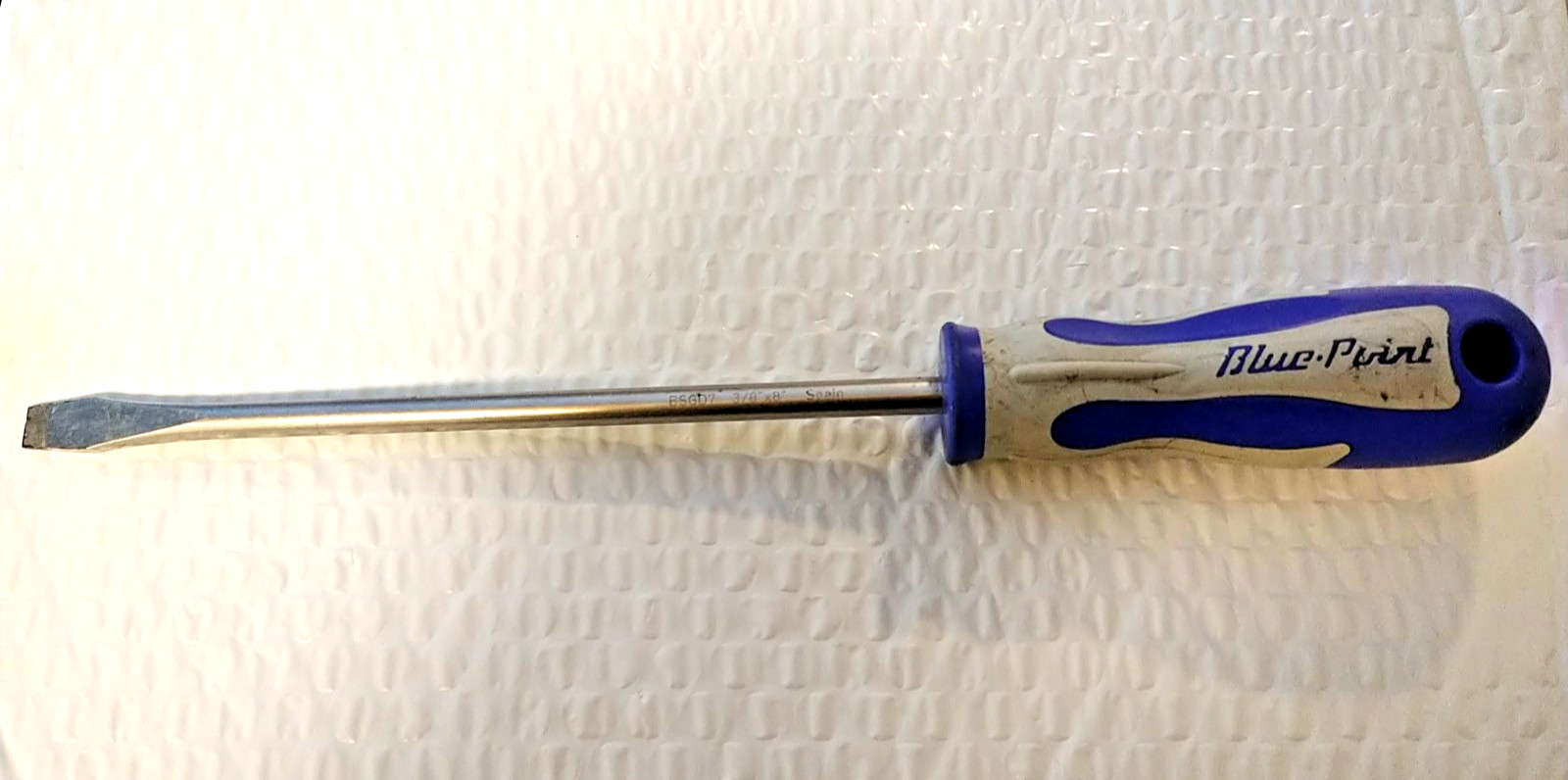 BLUE POINT 3/8″ FLAT / SLOTTED SCREWDRIVER, 12” LONG *COMFORT HANDLE*