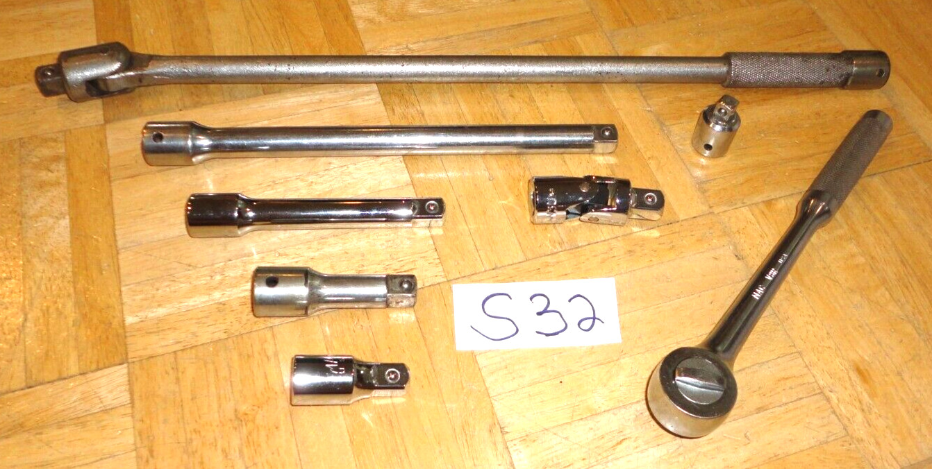 MAC TOOLS 8 PIECE 1/2 DRIVE 5 EXTENSIONS RATCHET BREAKER BAR & UNIVERSAL