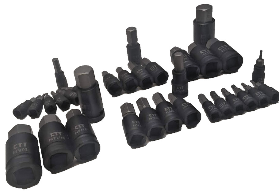 32PC Hex Allen Master Socket Impact Bit Set S2 Steel | SAE & Metric S2 Steel