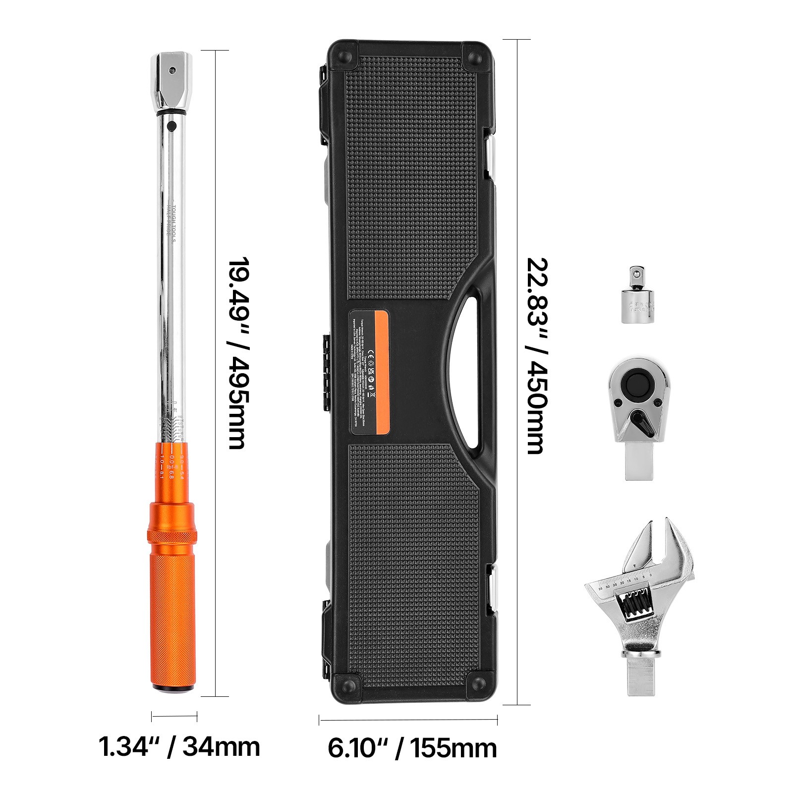 Adjustable Click Torque Wrench 1/2 In Drive 20-160 lbf-ft / 27.1-216.8 N.m