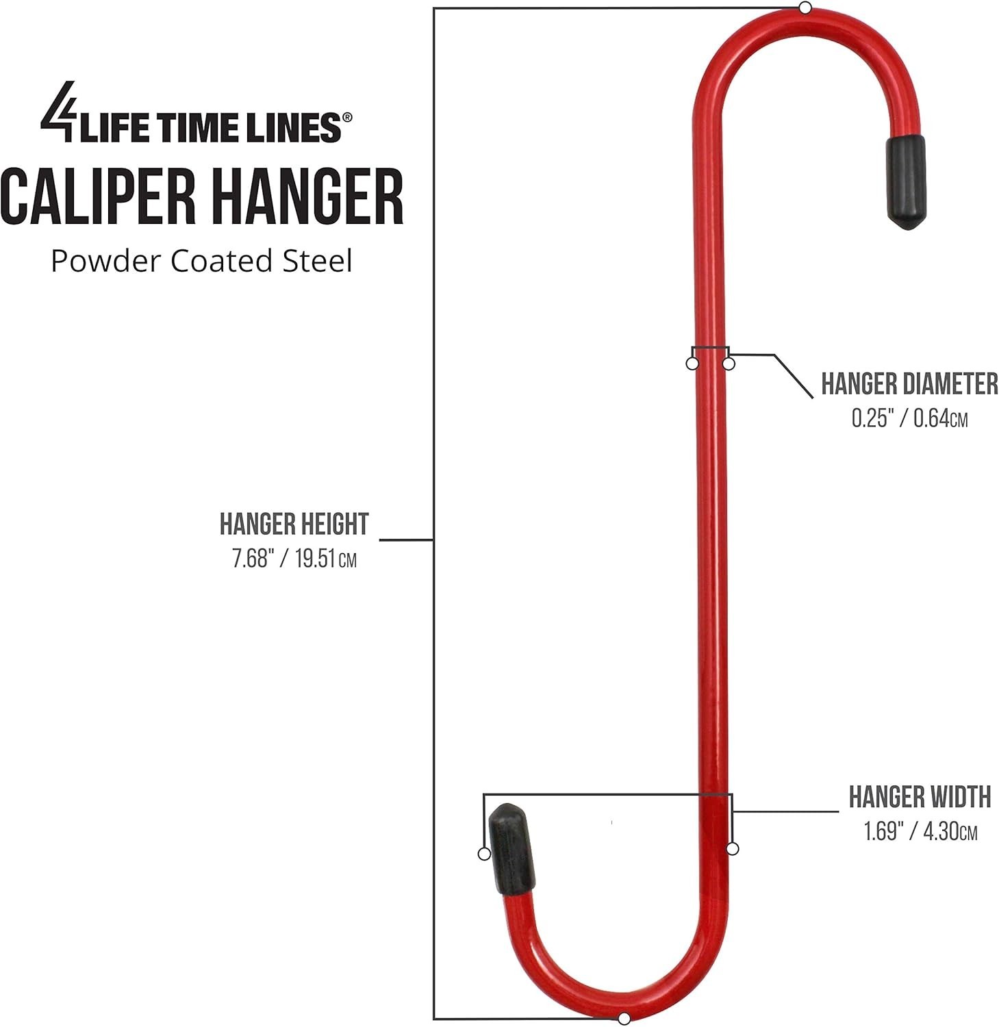 4LIFETIMELINES Brake Caliper Hanger Hooks, Durable Steel, Red Pack of 8,