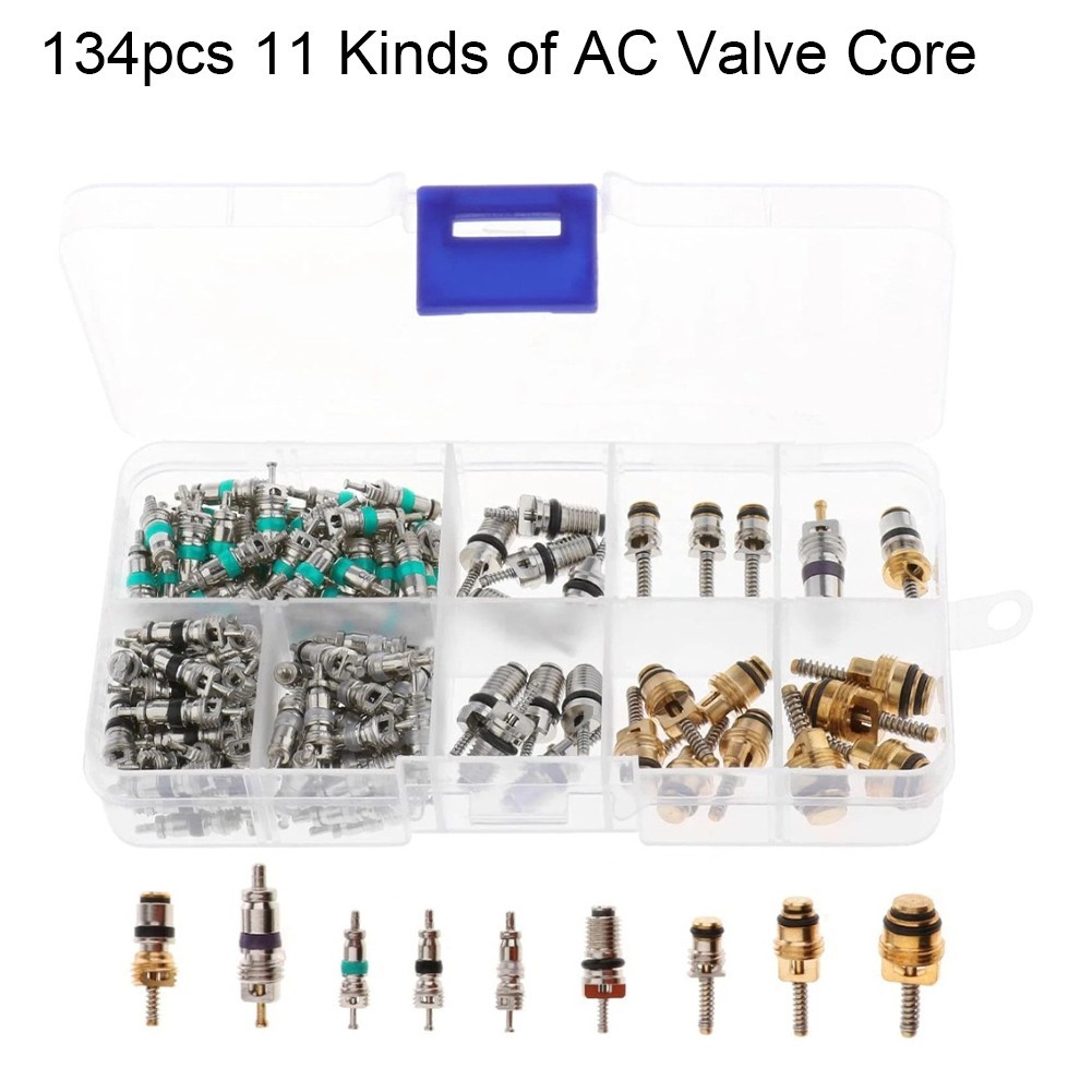 Auto AC Valve Cores 134pcs Green White Black for R134a For R12 Systems