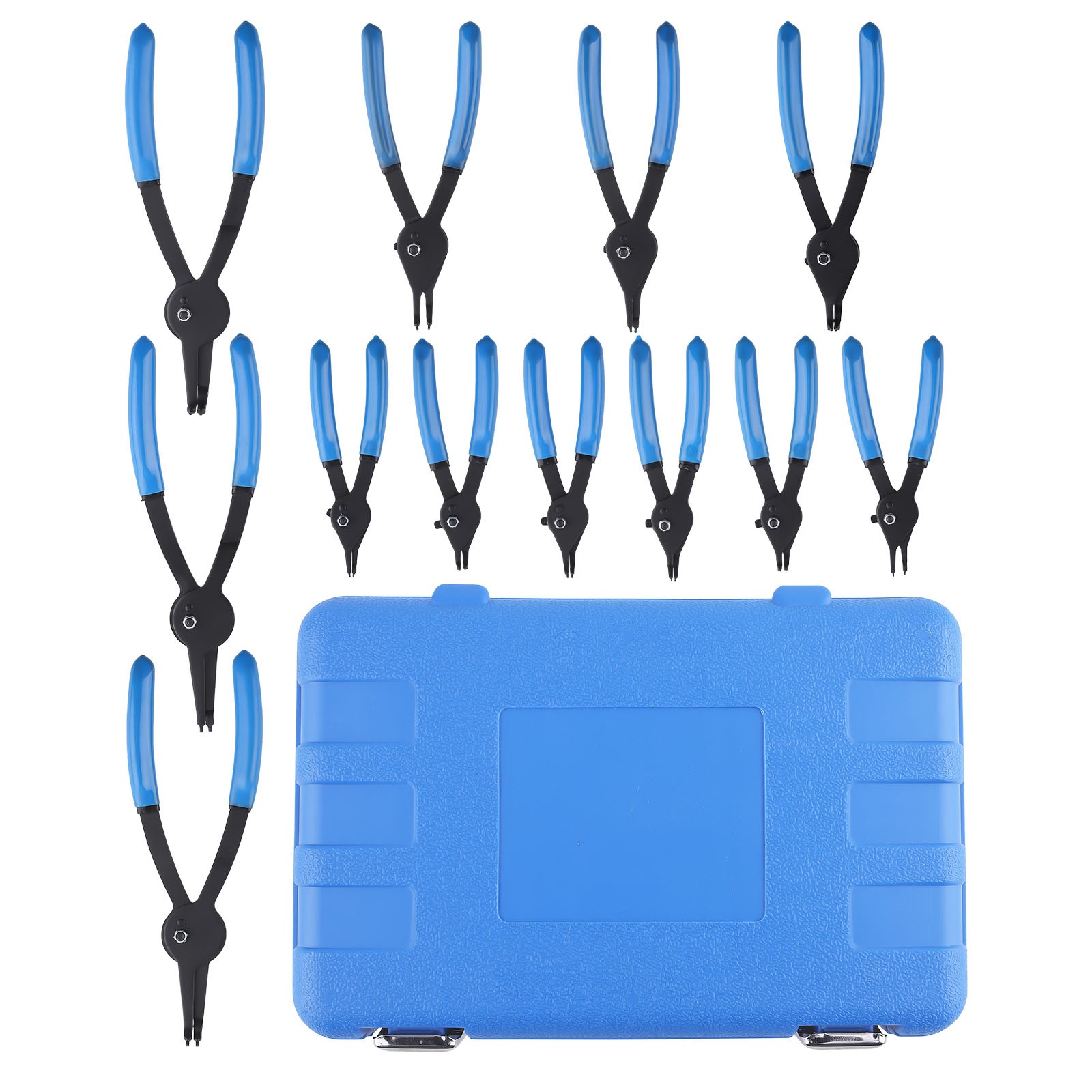 12pcs Kit Retaining Snap Ring Pliers Set Heavy Duty Fixed Tip 9inch Tip Pliers