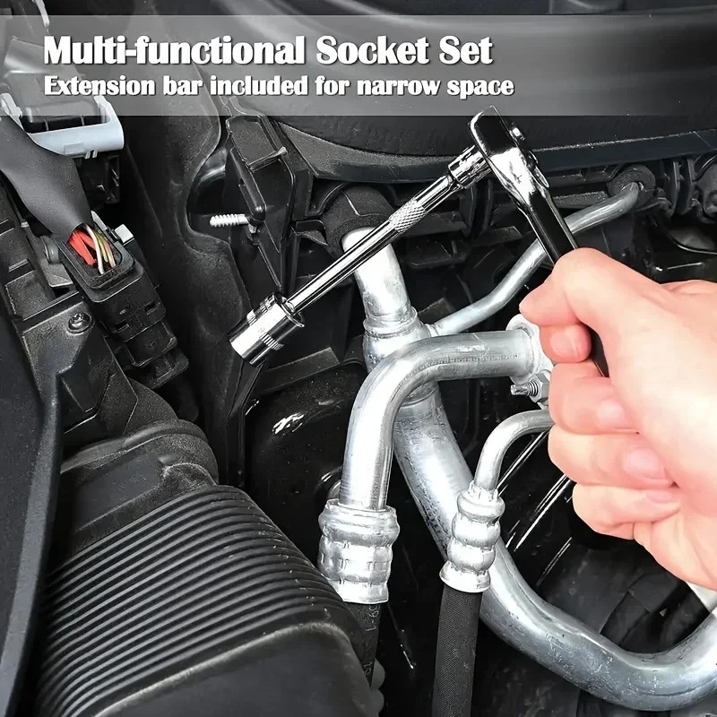 46Pcs 1/4″ Drive Mechanic Tool Kit Auto Repair Socket Set