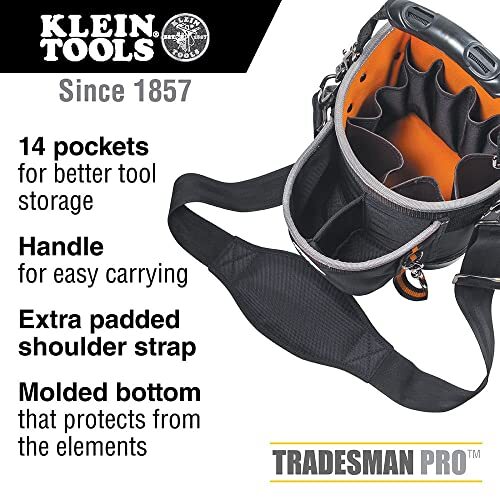 Klein Tools 55419SP-14 Tool Bag with Shoulder Strap Has 14 Pockets