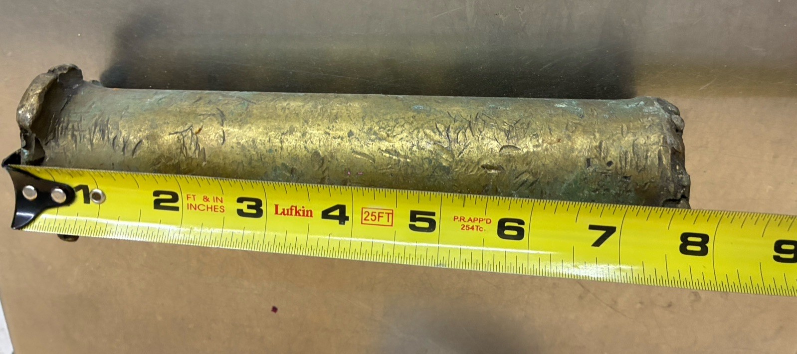 Vintage 1.5” Thick Solid Brass Drift Punch- 7.5” Long 4.35lbs USA LARGE
