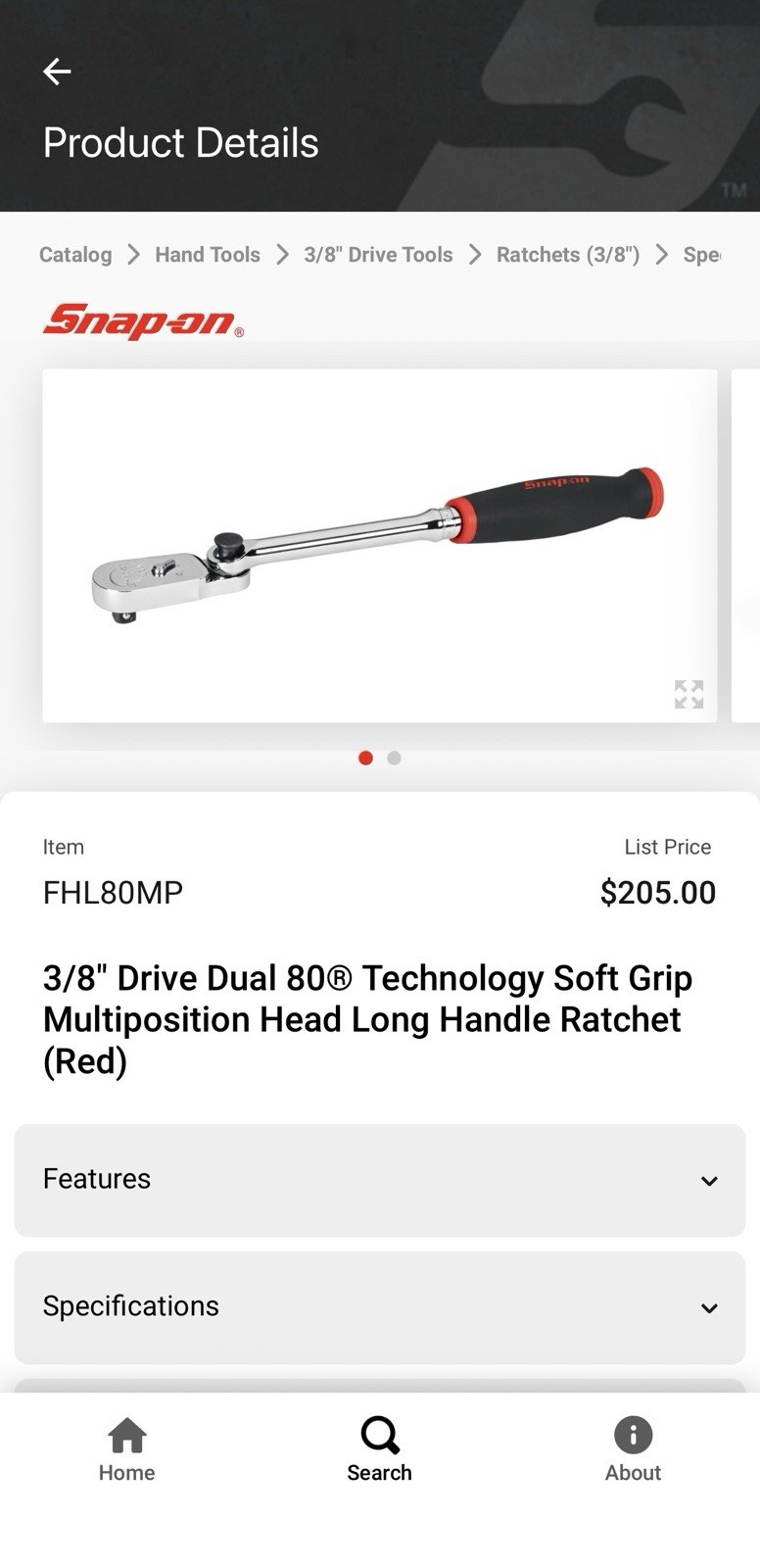 NEW RED 3/8″ Drive Soft Grip Multiposition Head Long Handle Ratchet FHL80MP