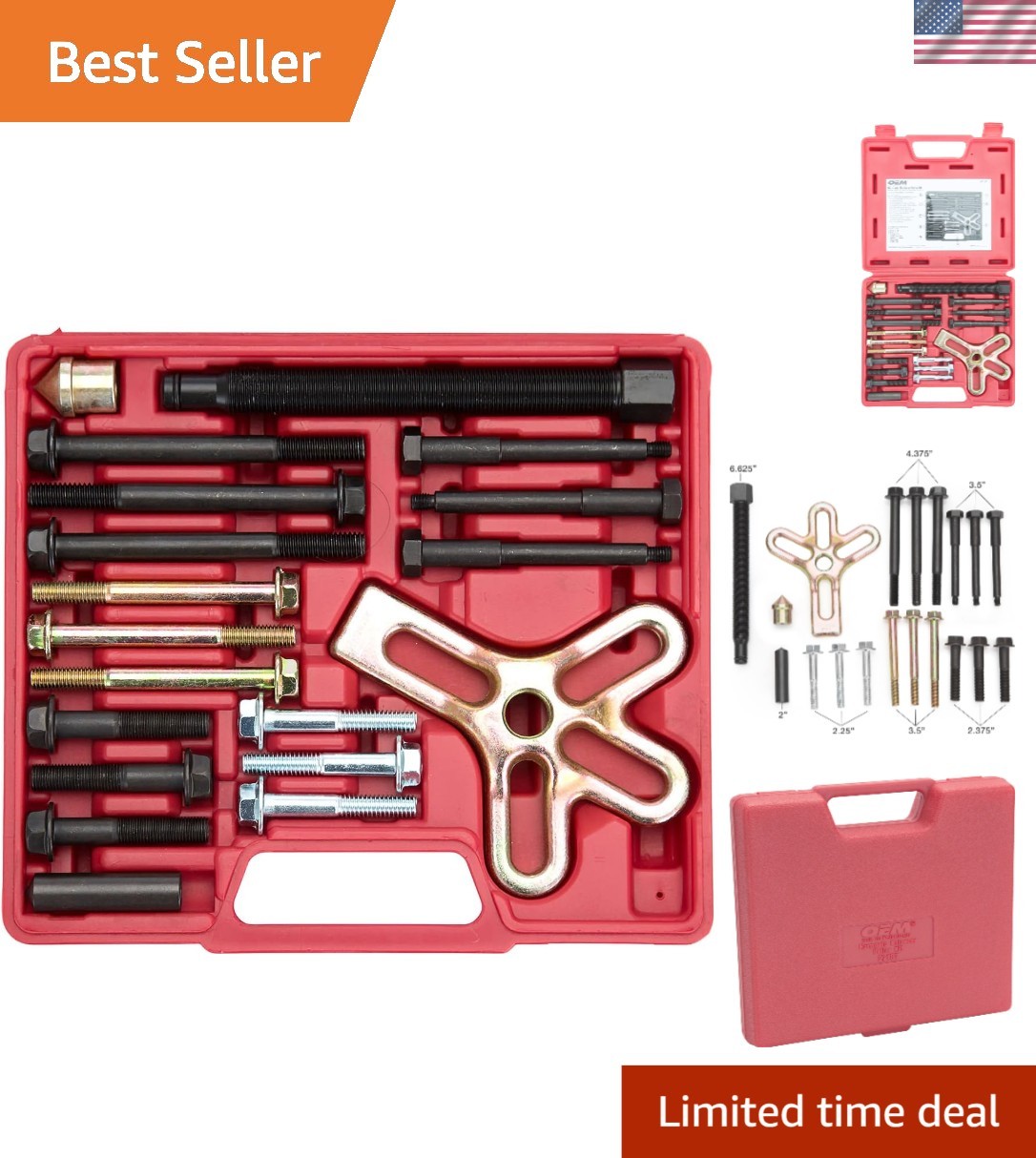 Versatile Alloy Steel Harmonic Balancer Puller Kit with Sturdy Storage Case
